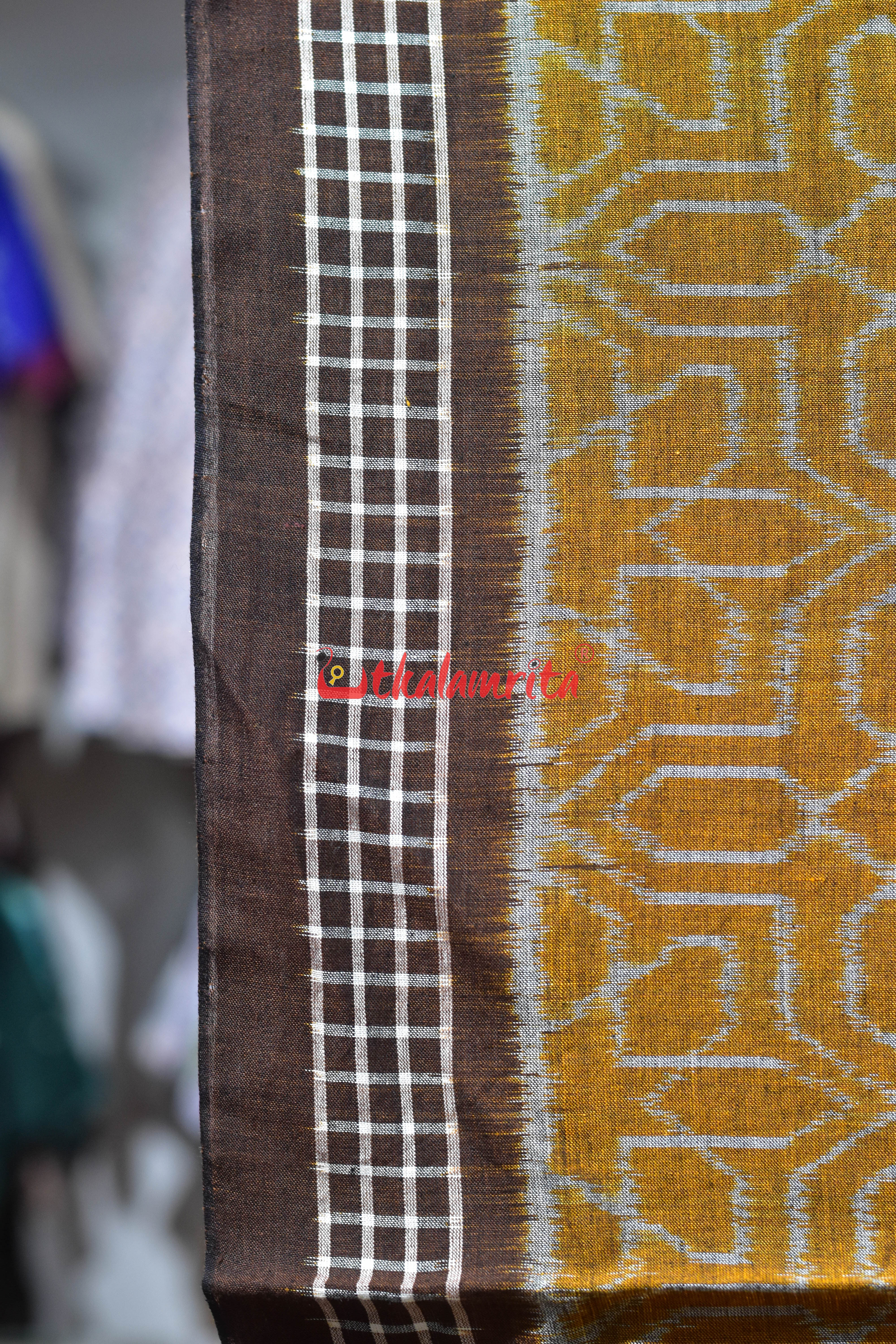 Brown Mandala Art Khandua Cotton Saree