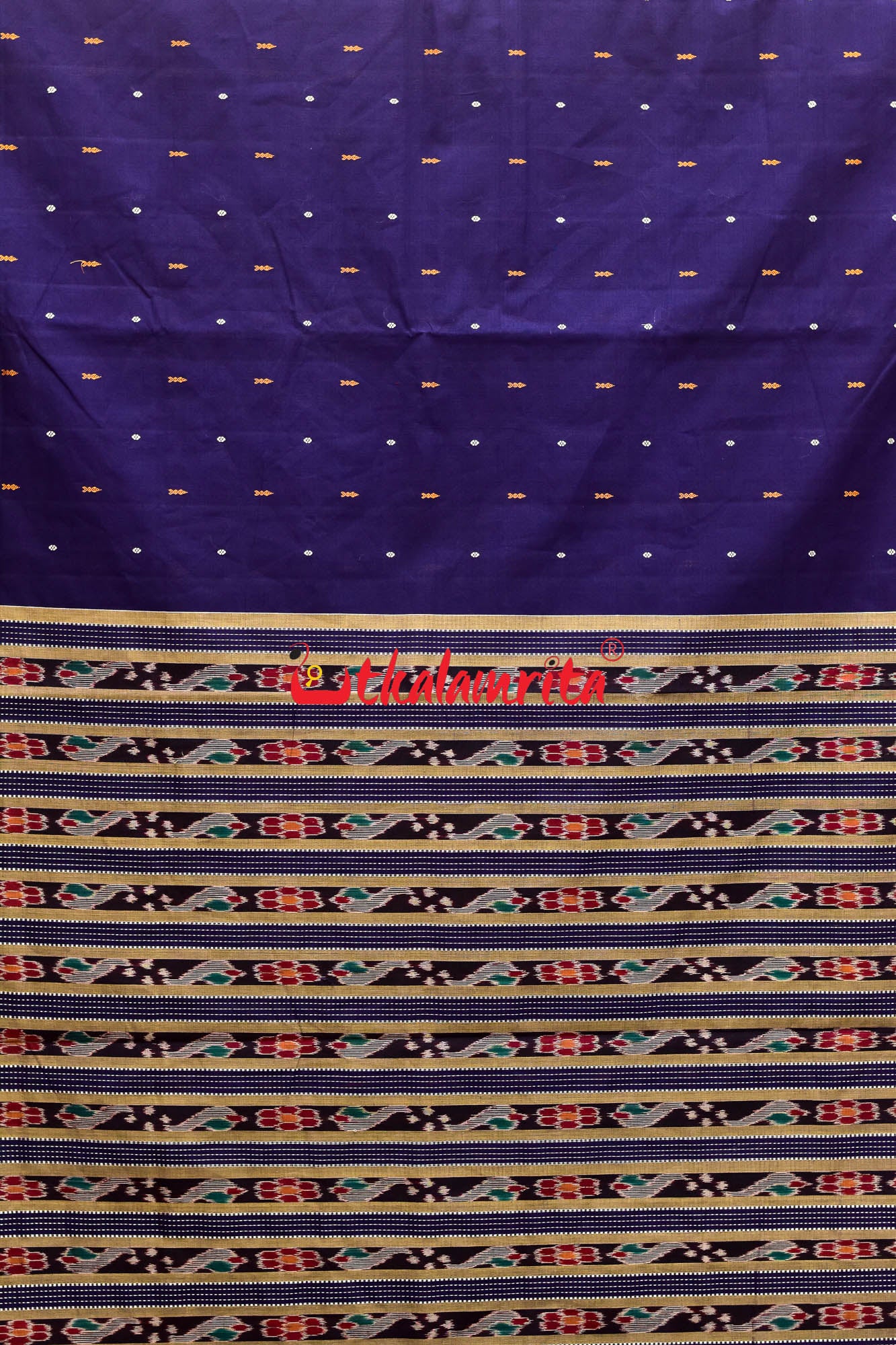Deep Blue Grey Pittala Cotton Saree