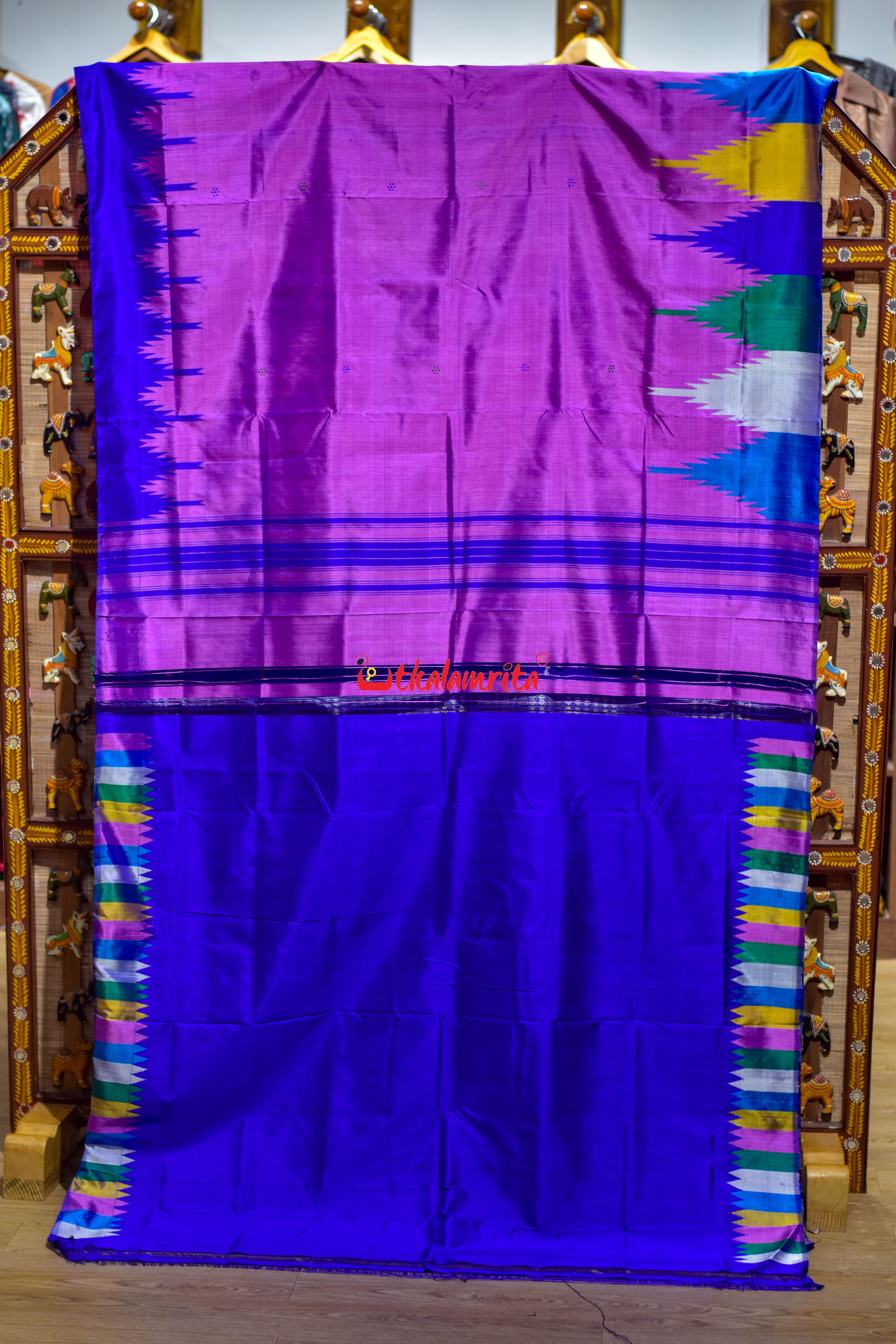 Subtle Violet Double Anchal Berhampuri Silk Saree