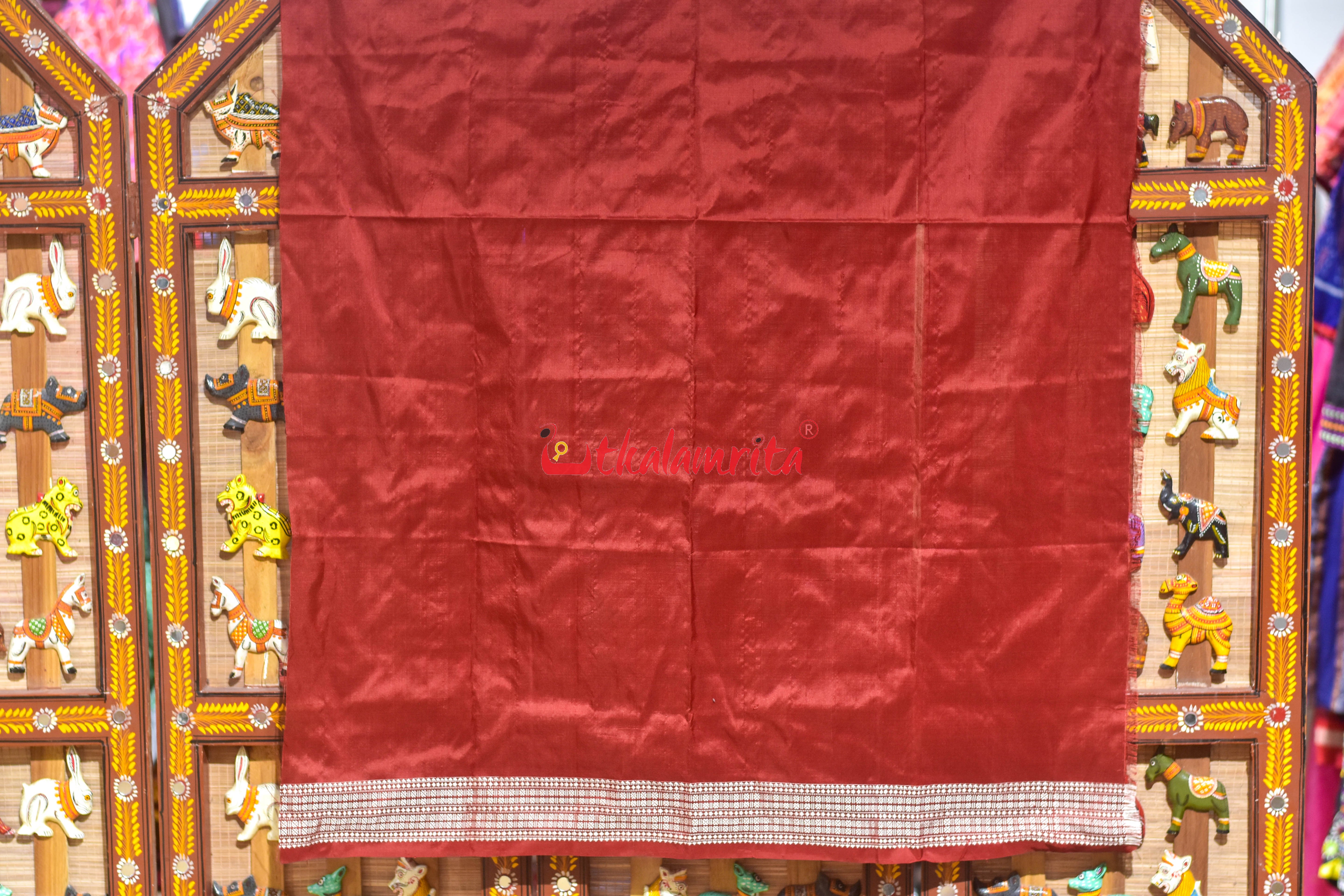 Maroon Laxmi Shree Yantra Sambalpuri Silk Saree