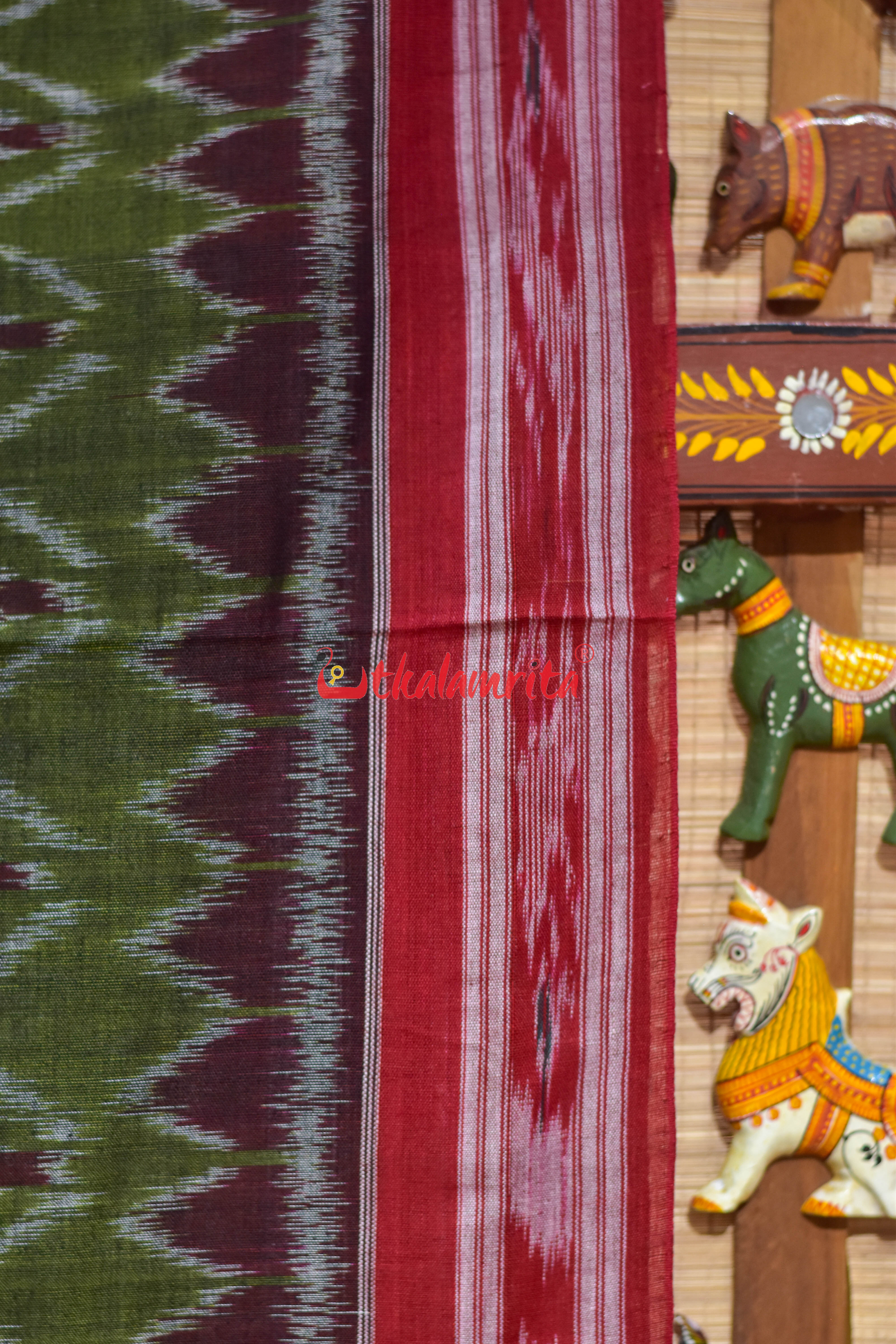 Mehendi Green Kothi Pasapali Khandua Cotton Saree