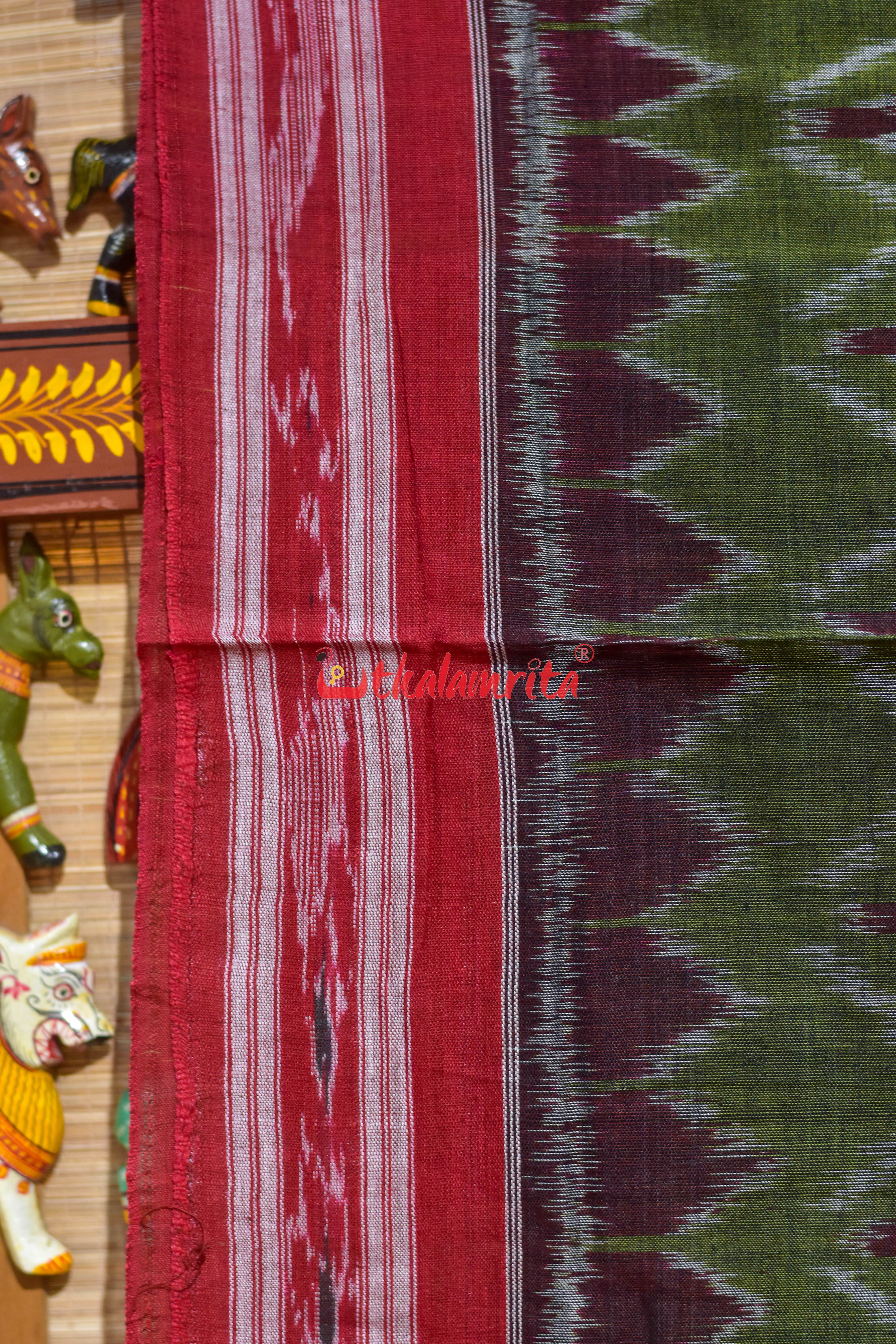 Mehendi Green Kothi Pasapali Khandua Cotton Saree
