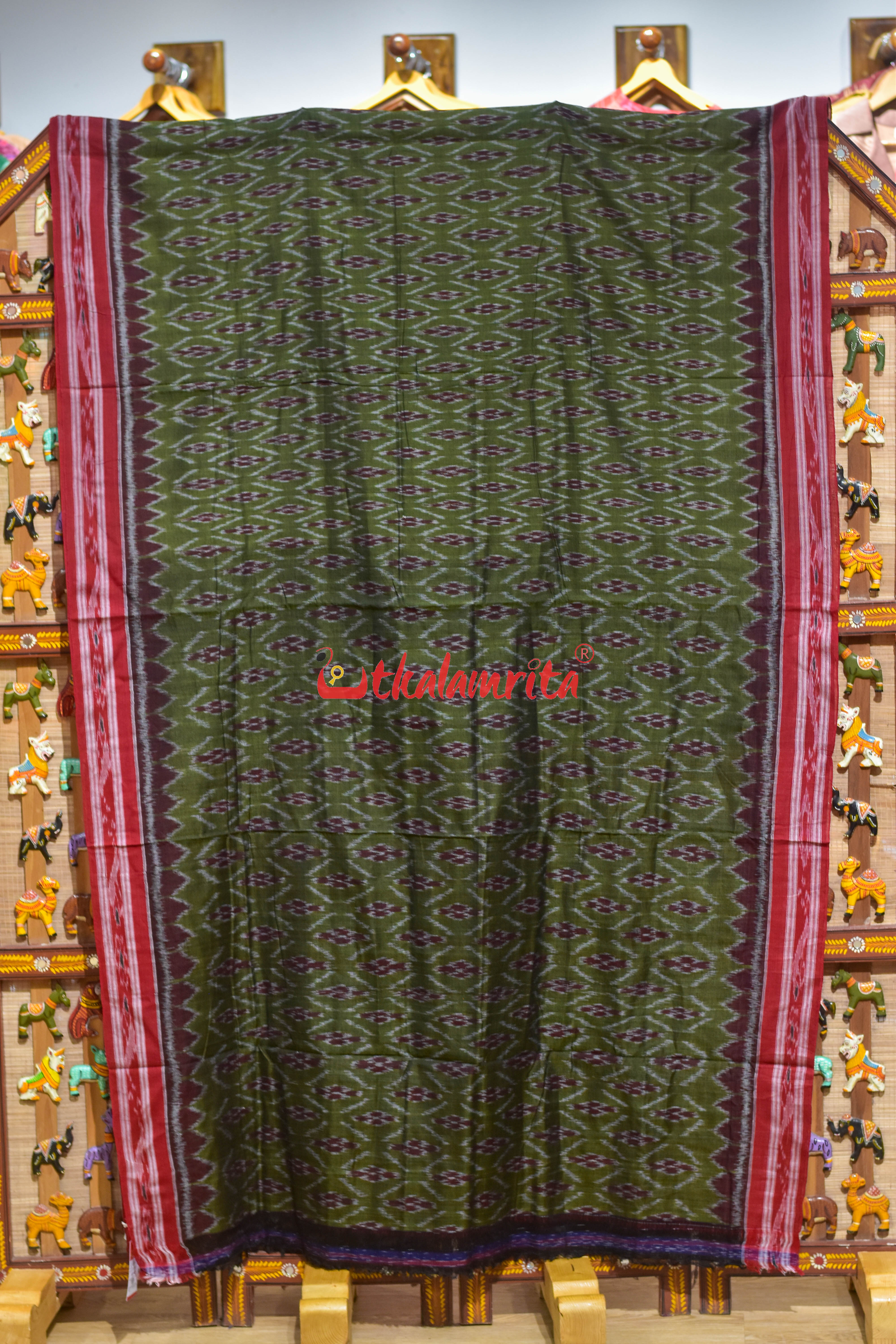Mehendi Green Kothi Pasapali Khandua Cotton Saree