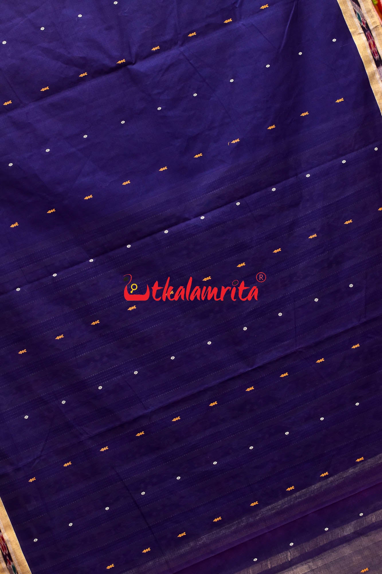 Deep Blue Grey Pittala Cotton Saree