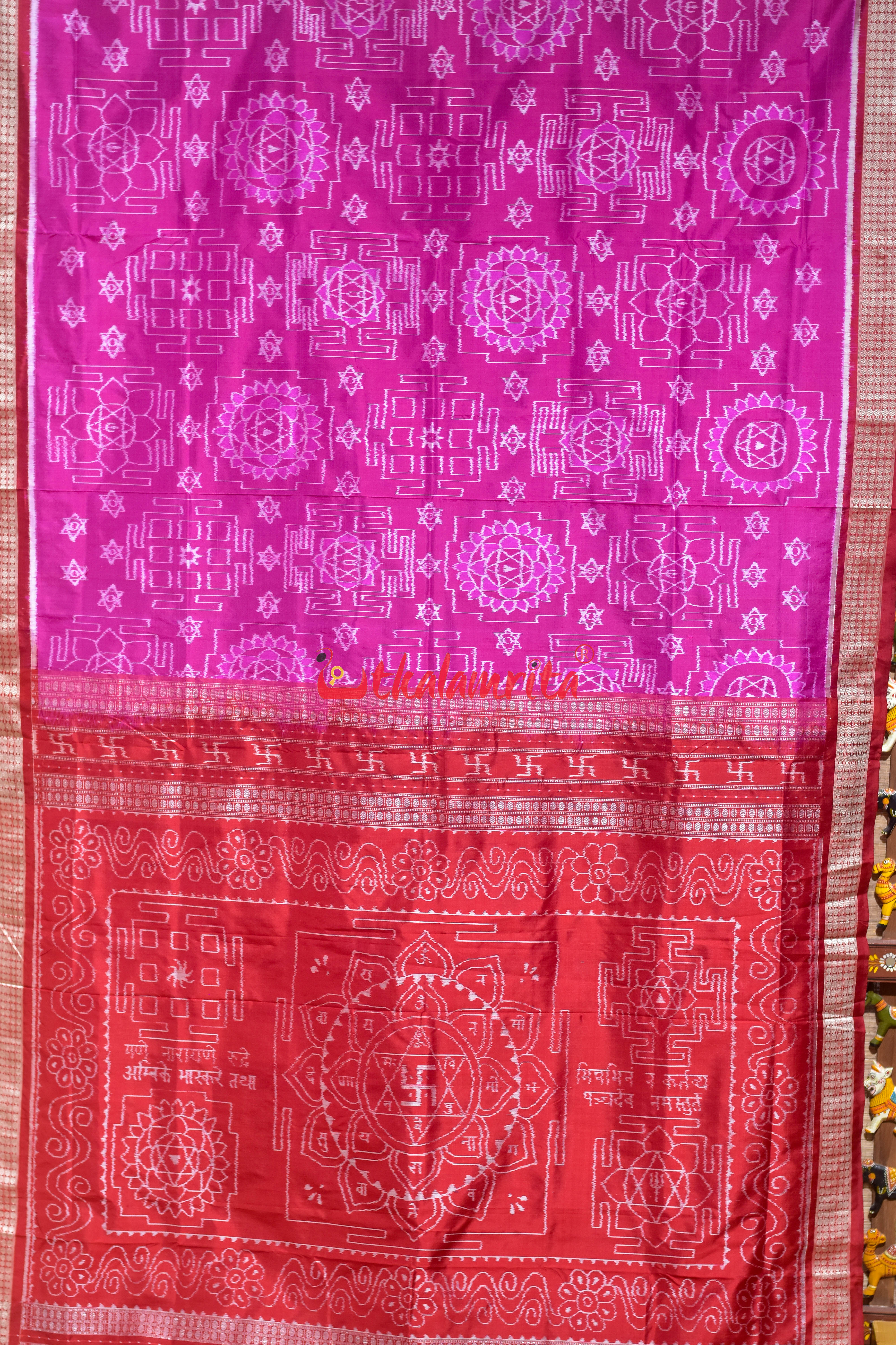 Pink Red Shree Jantra Sambalpuri Silk Saree