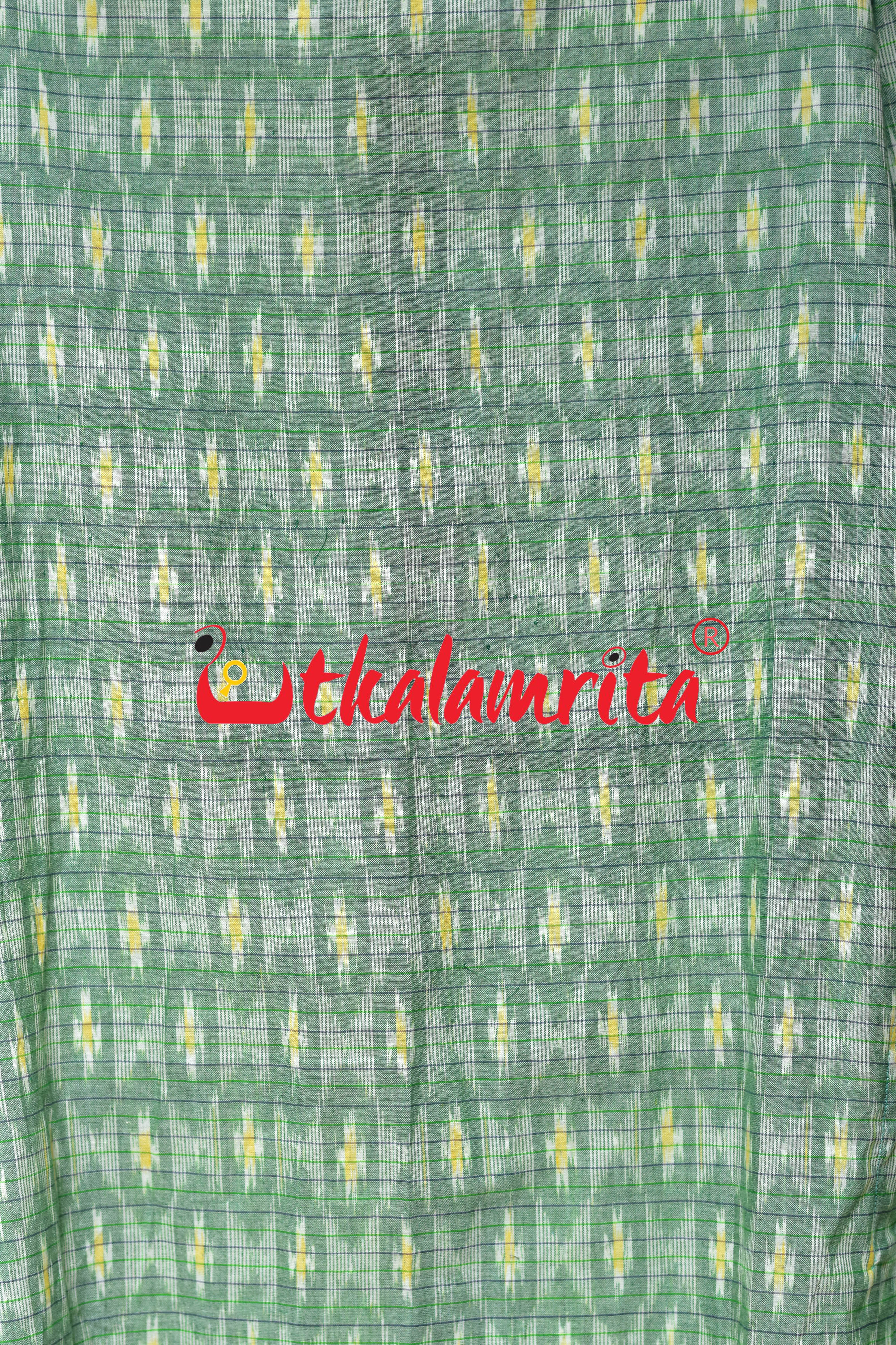 Green Checks Star Odia Letters (Men's Asymmetric Short kurta)