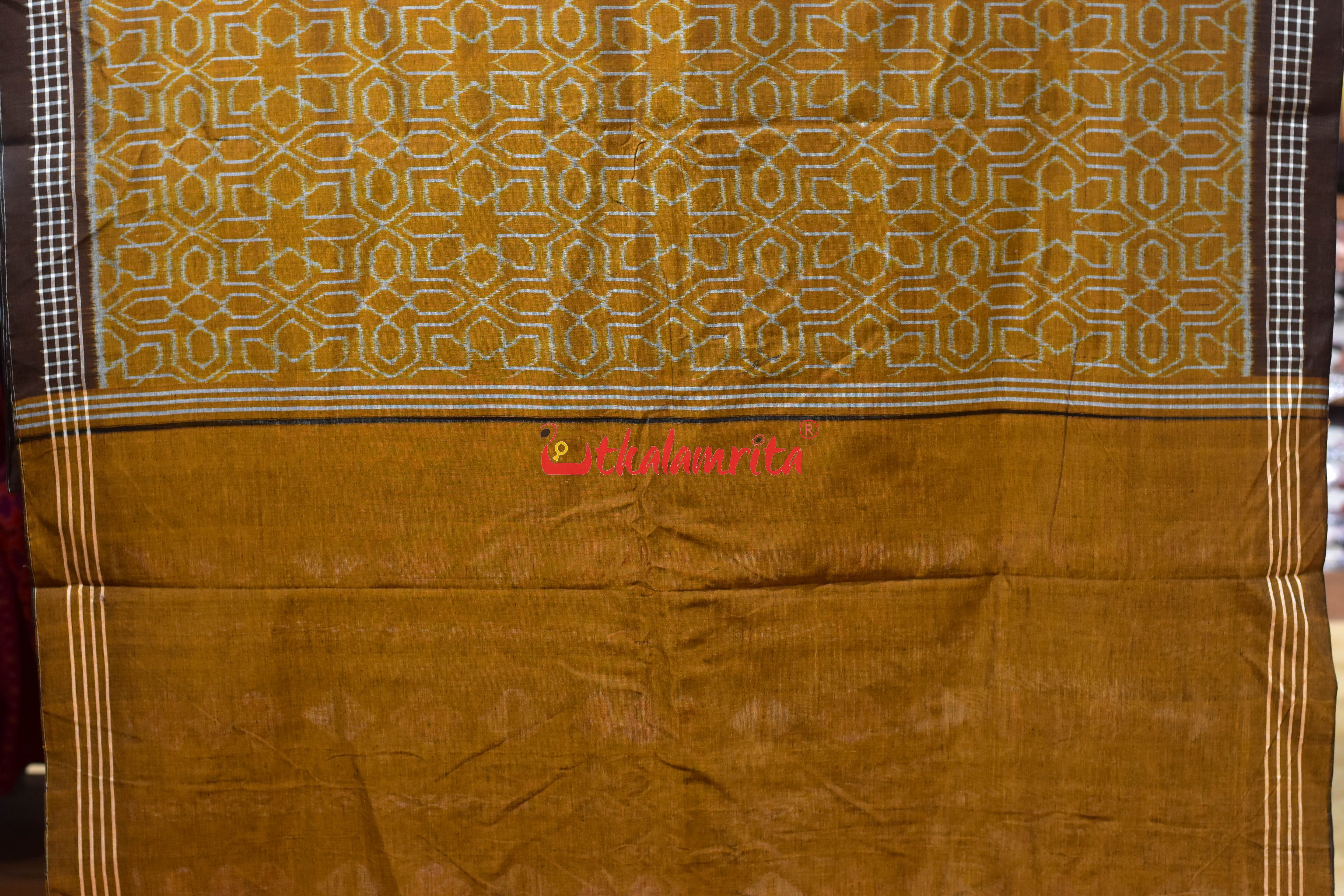 Brown Mandala Art Khandua Cotton Saree