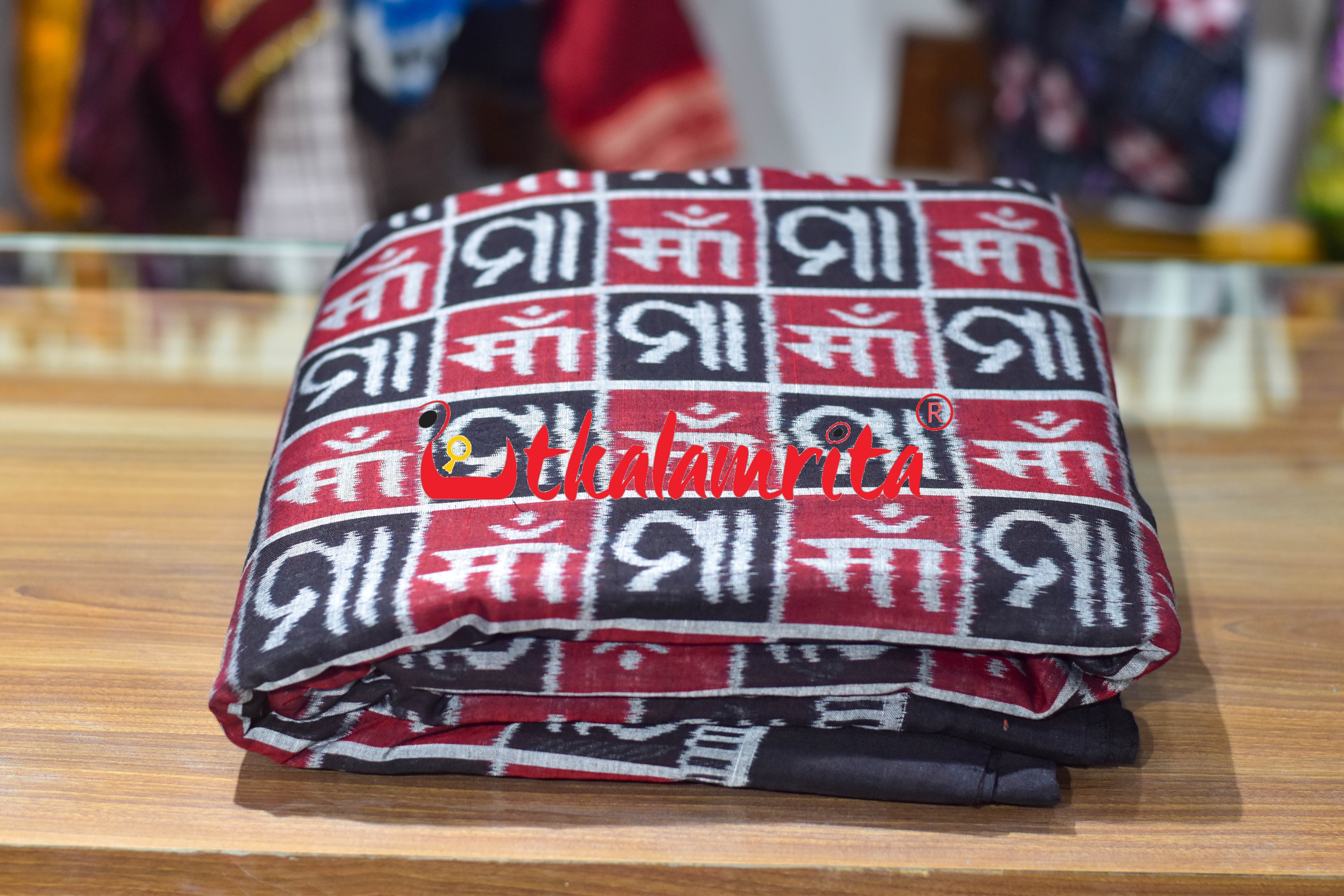Black Silver Maa Sambalpuri Cotton (Fabric)