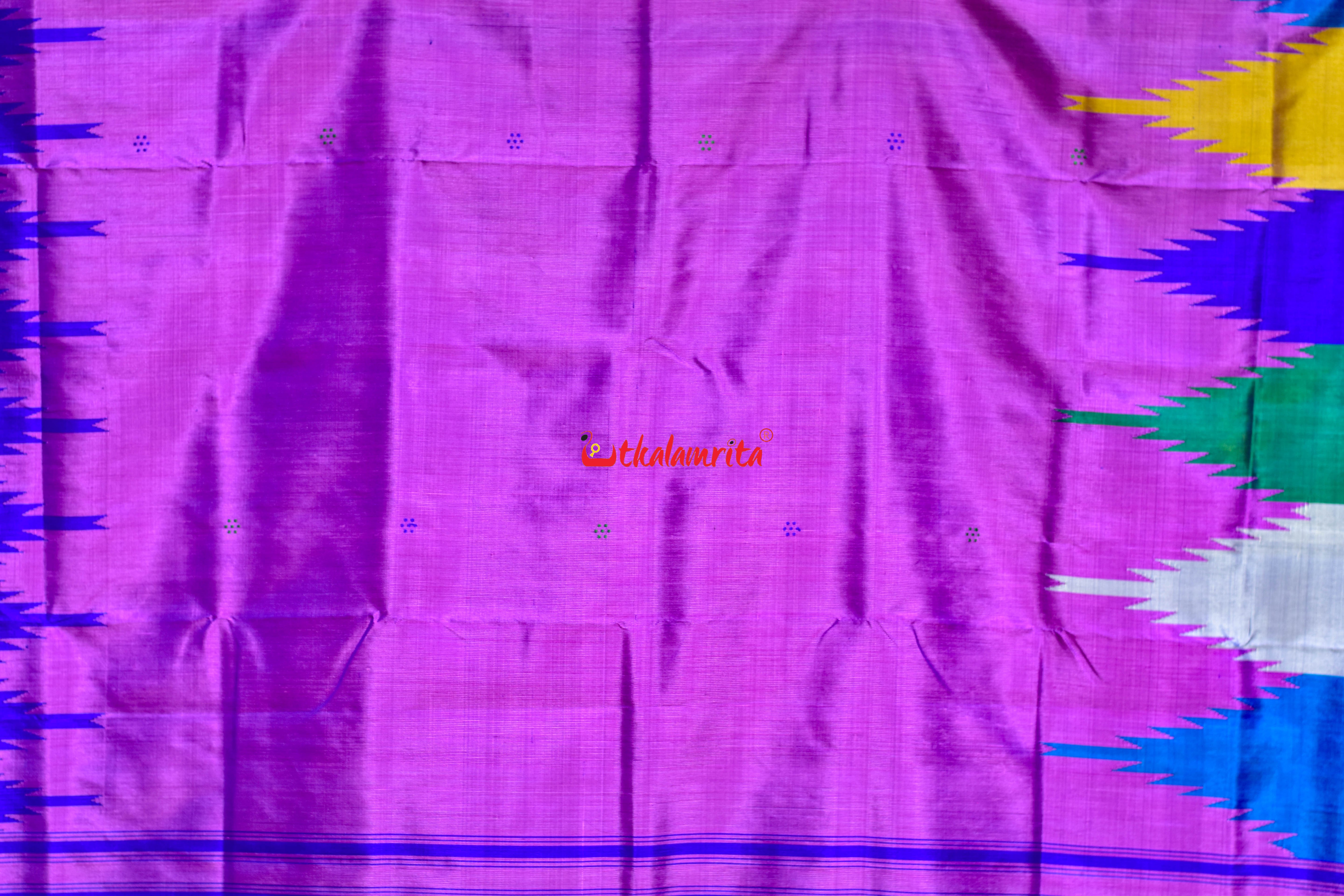 Subtle Violet Double Anchal Berhampuri Silk Saree