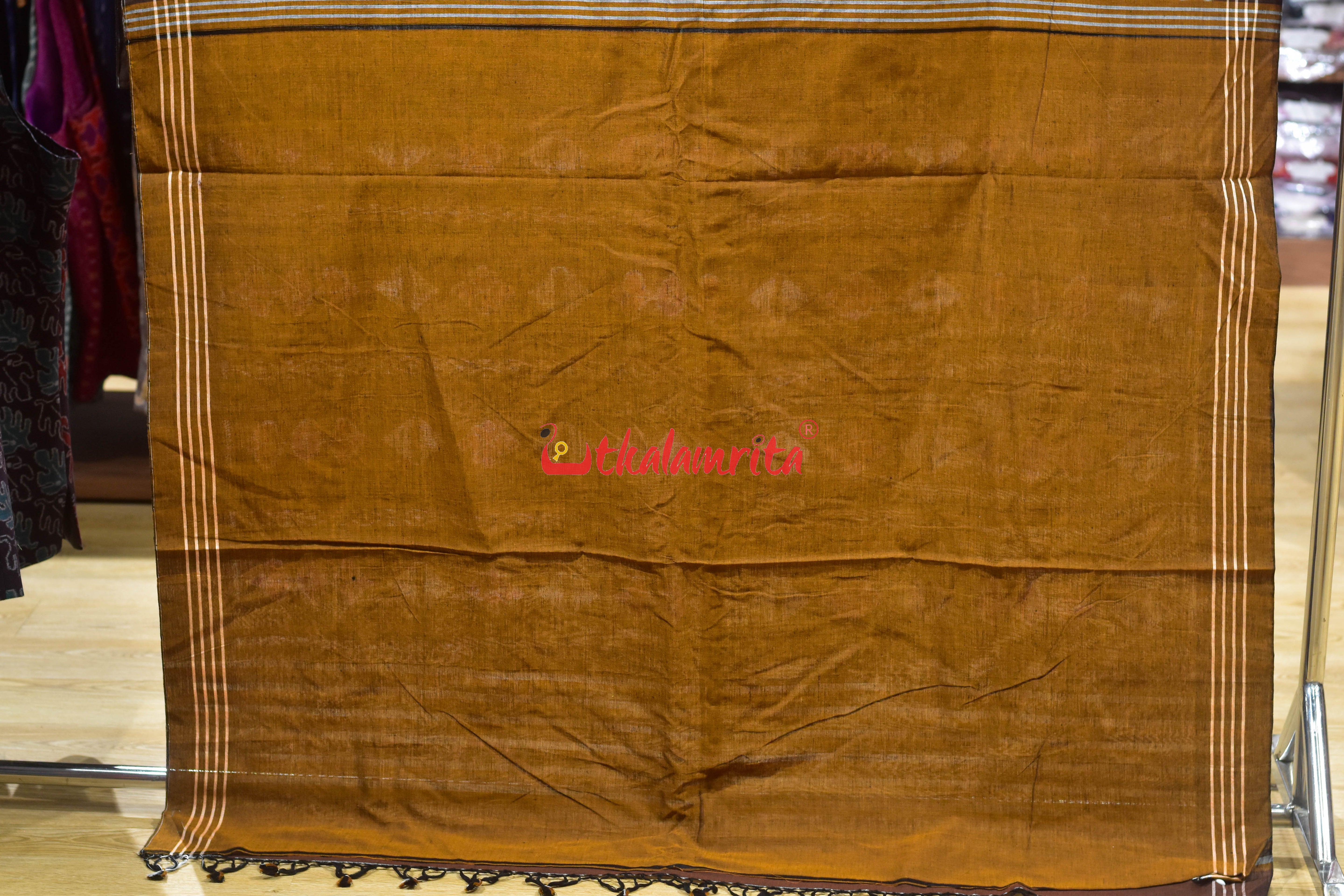 Brown Mandala Art Khandua Cotton Saree