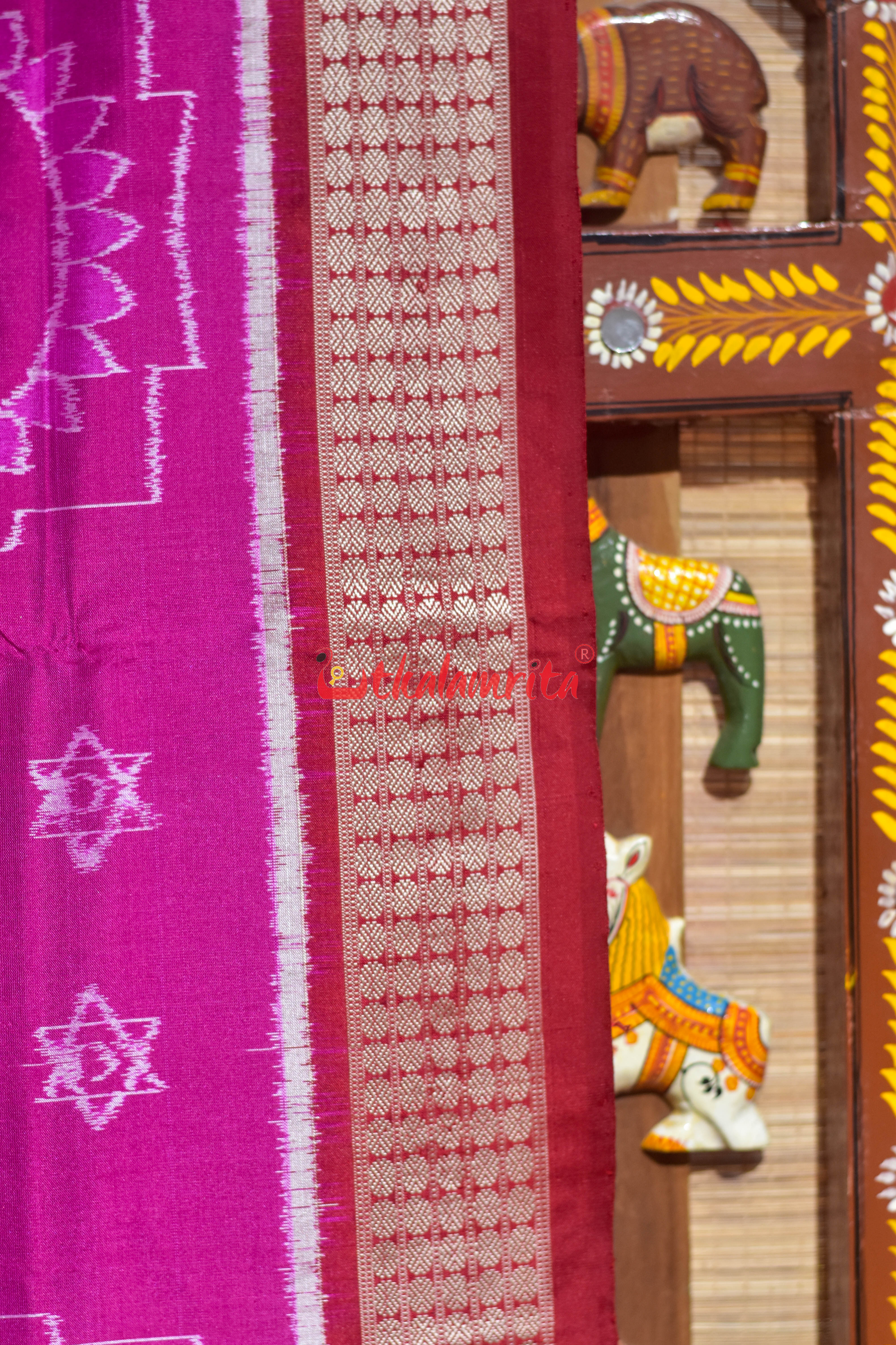 Pink Red Shree Jantra Sambalpuri Silk Saree