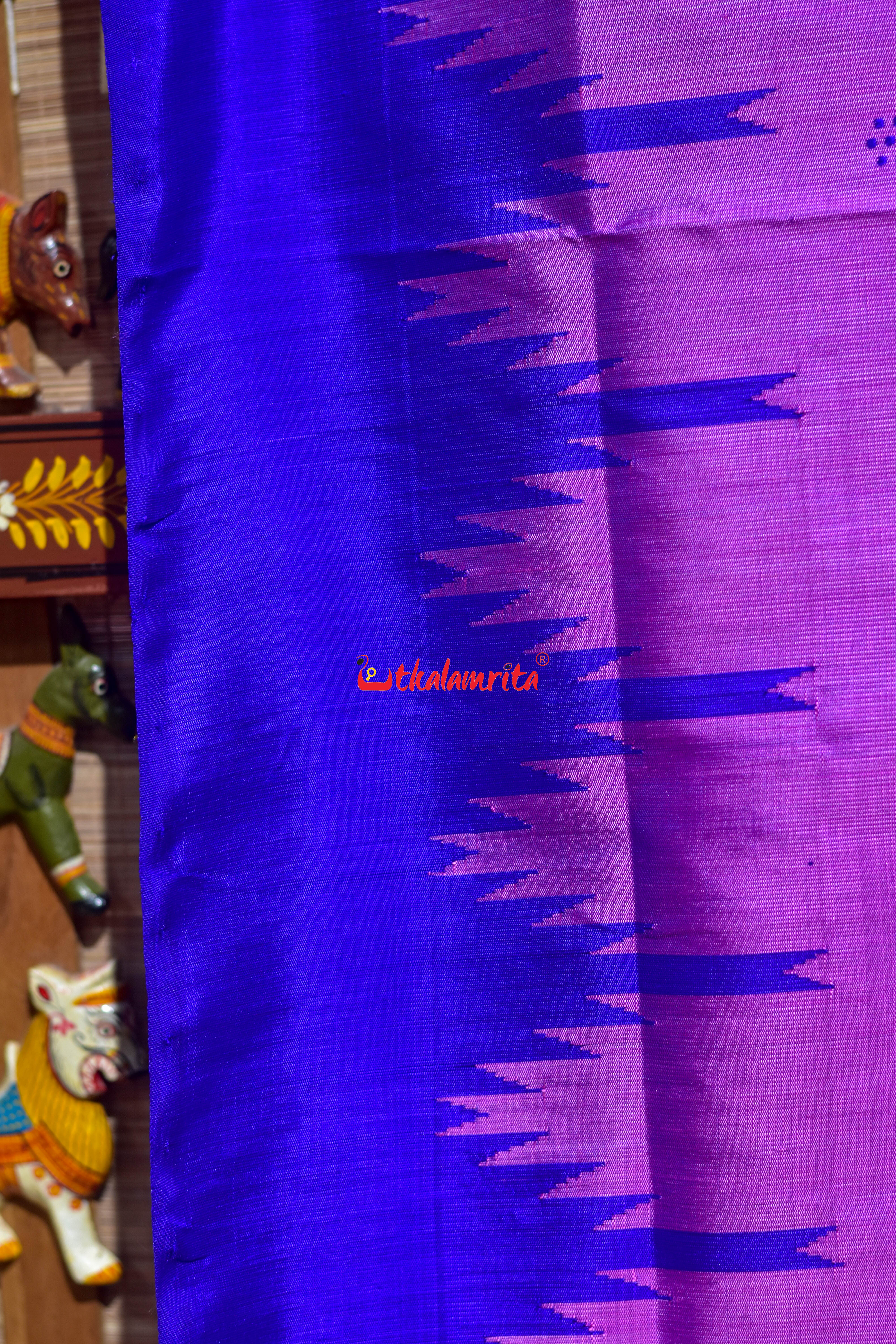 Subtle Violet Double Anchal Berhampuri Silk Saree