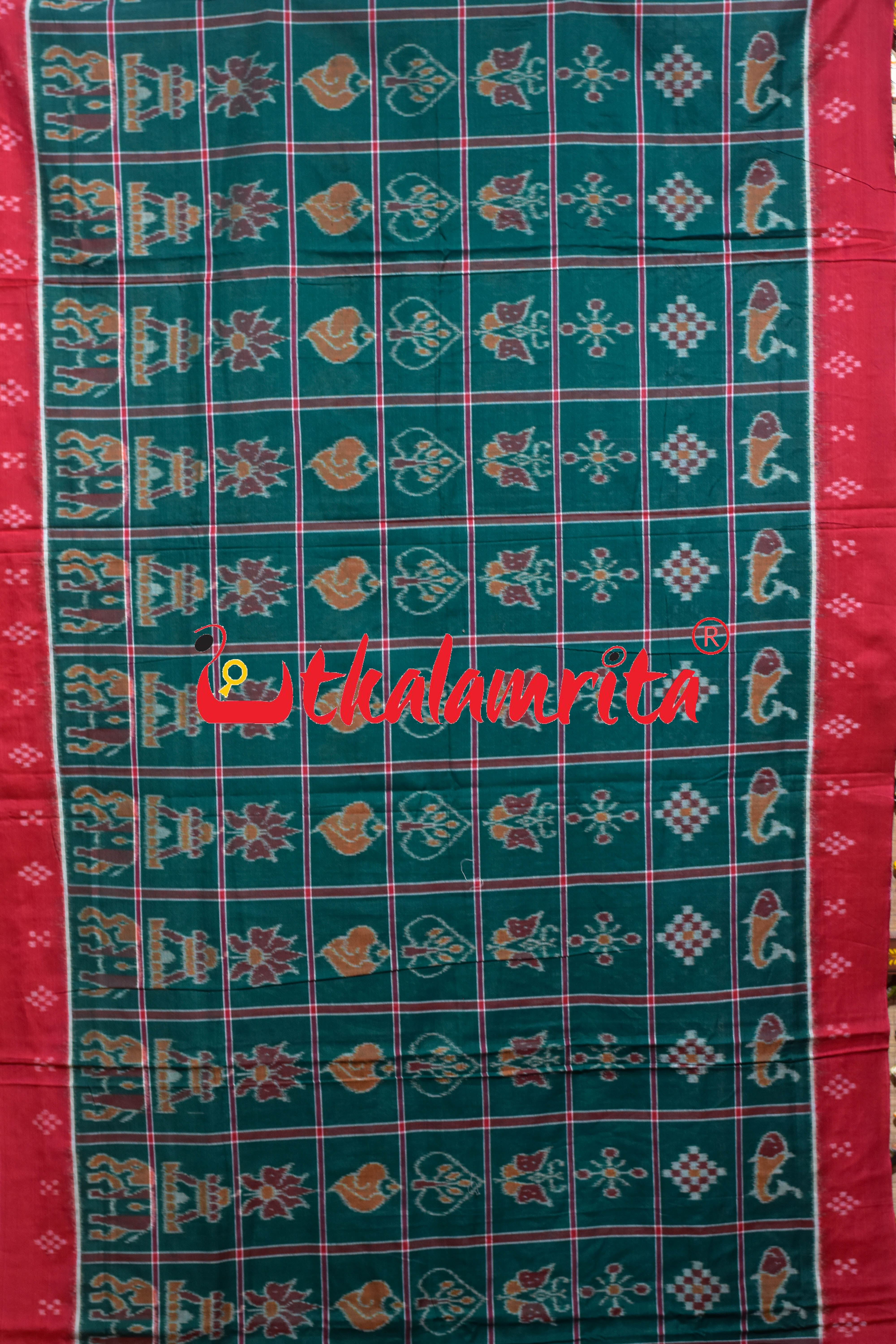 Green Red Pasapali Border Nabakothi Cotton Saree