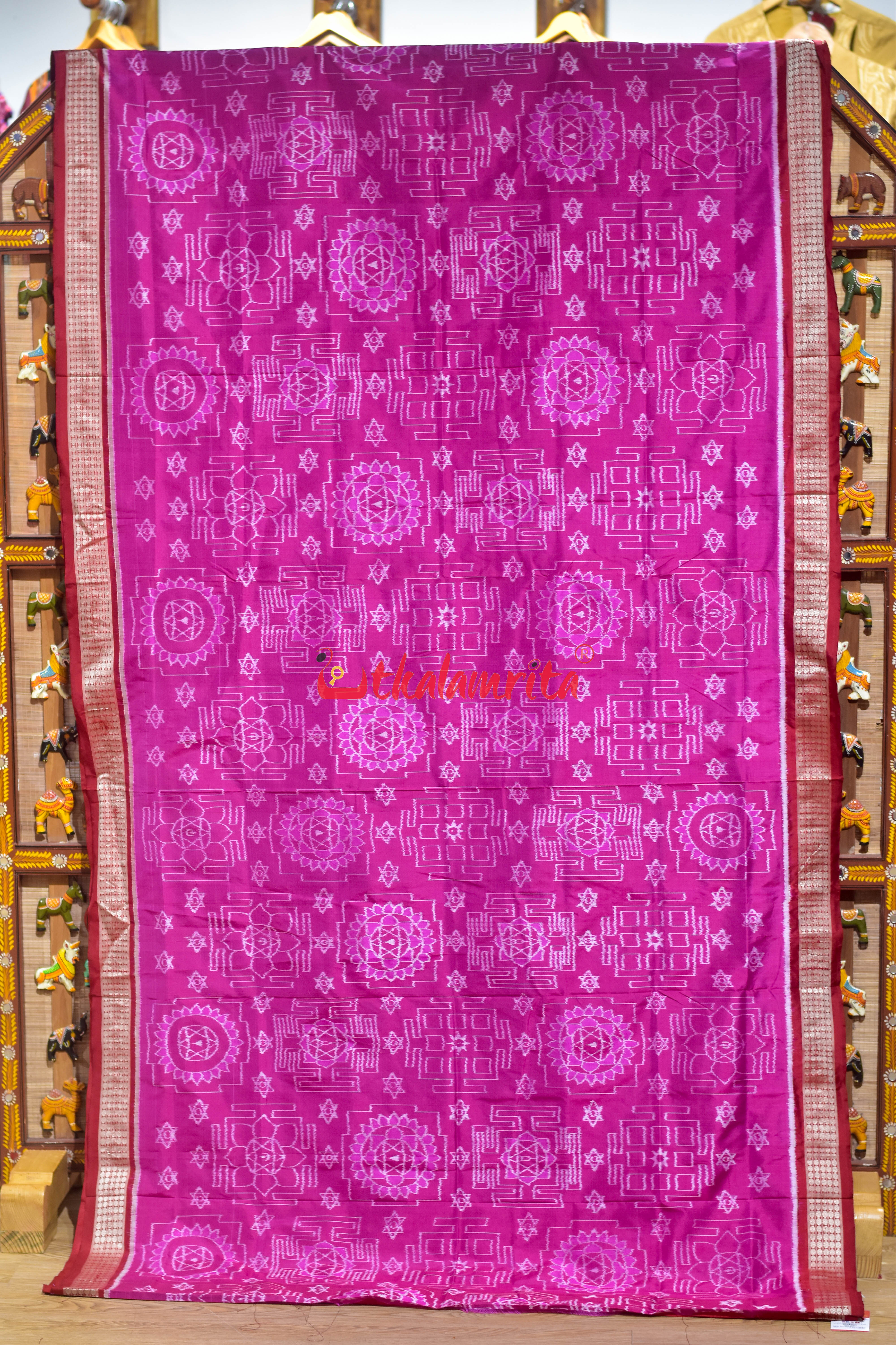 Pink Red Shree Jantra Sambalpuri Silk Saree
