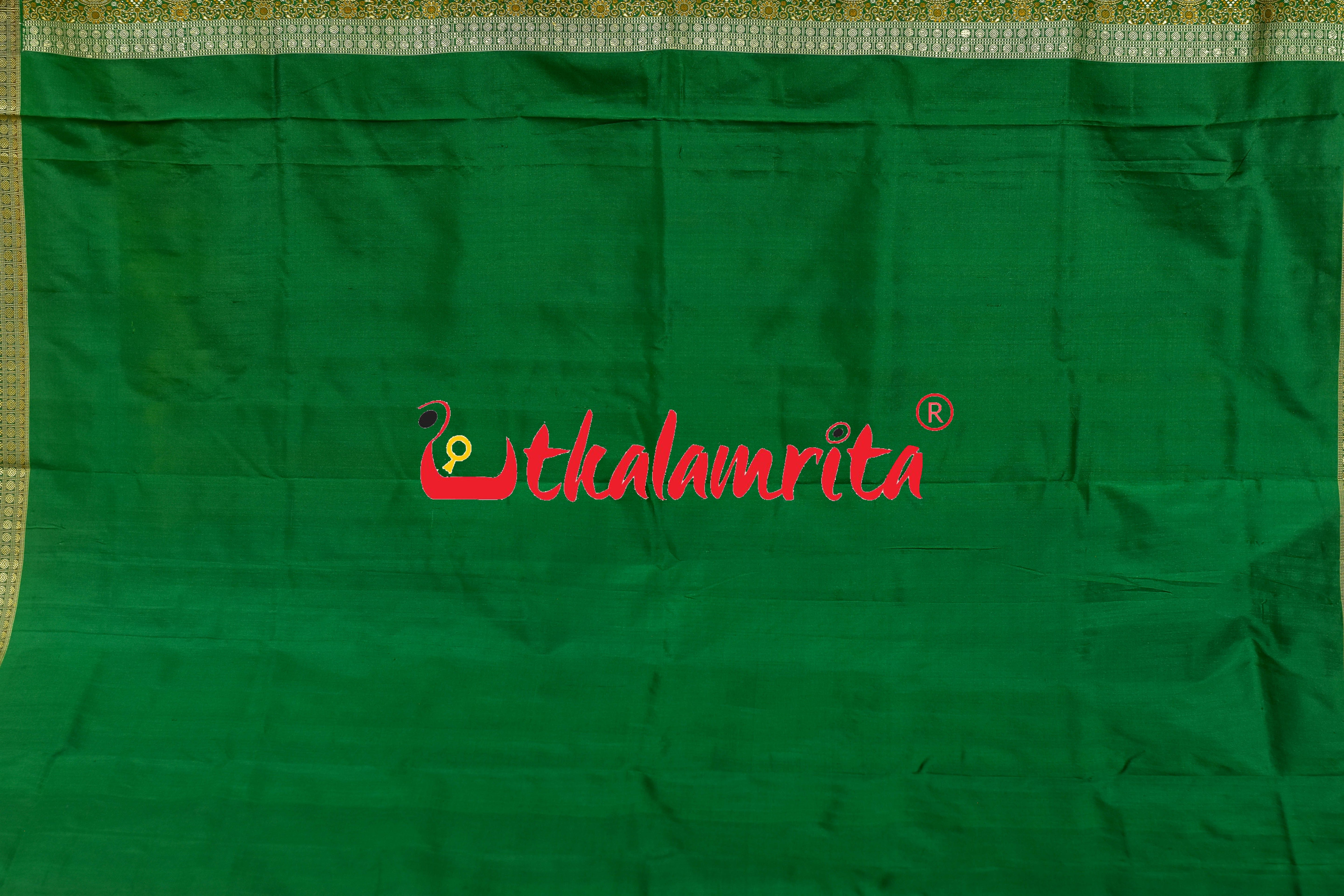 Mini Buti Frooti Golden Green Bomkai Silk Saree