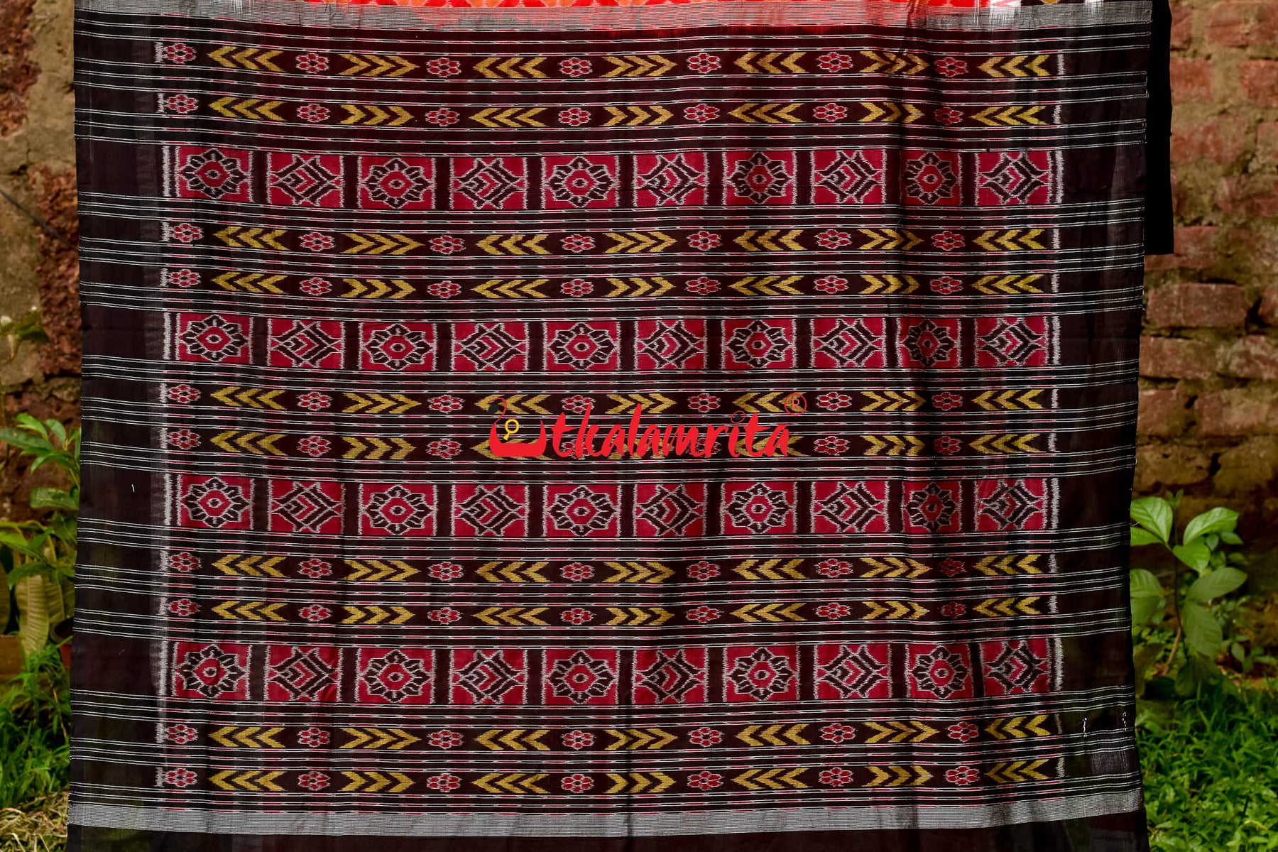 3D Border Red Phula Sambalpuri Cotton Saree
