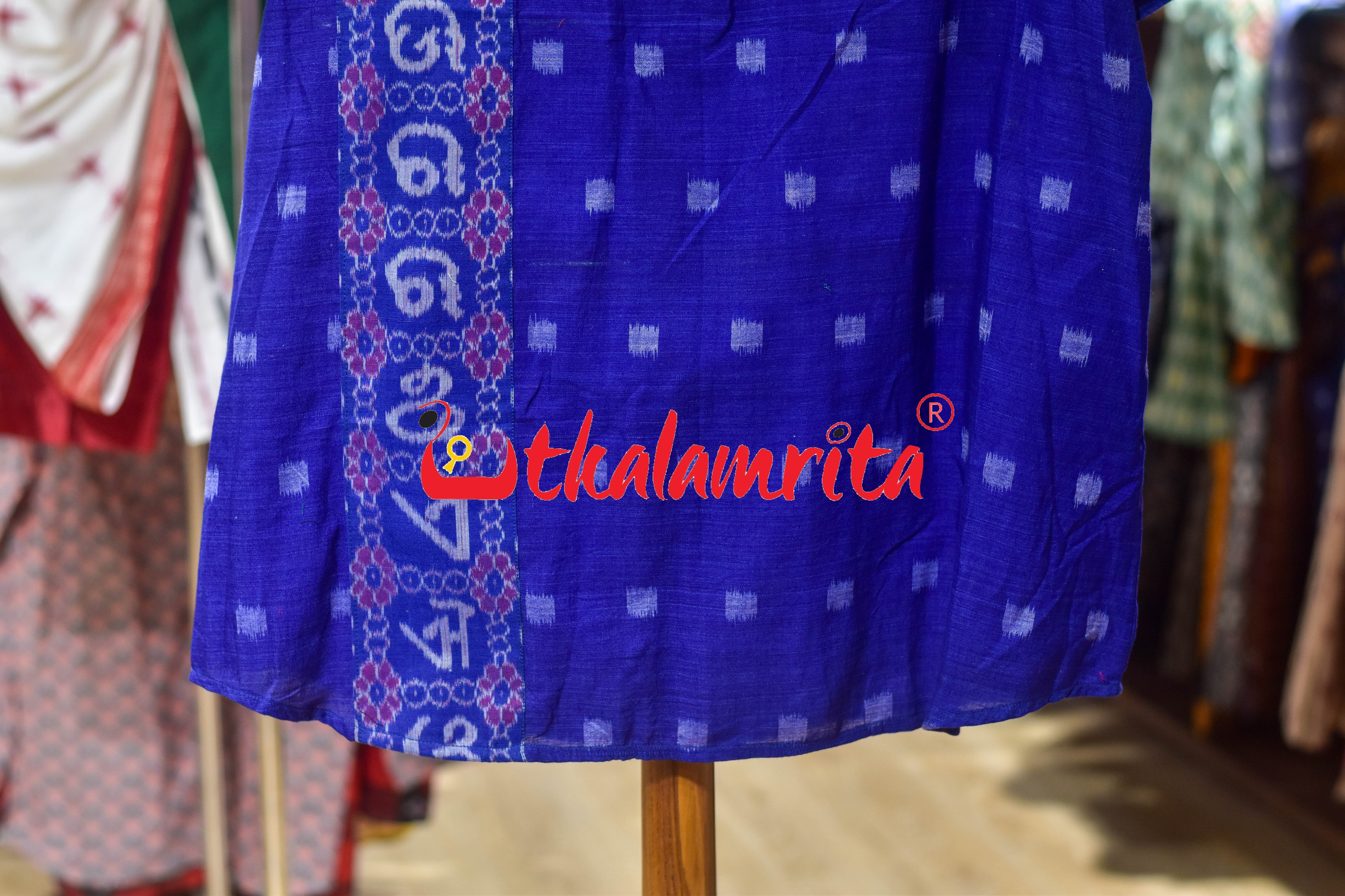 Ink Blue Dots Odia Letters (Men's Half kurta)