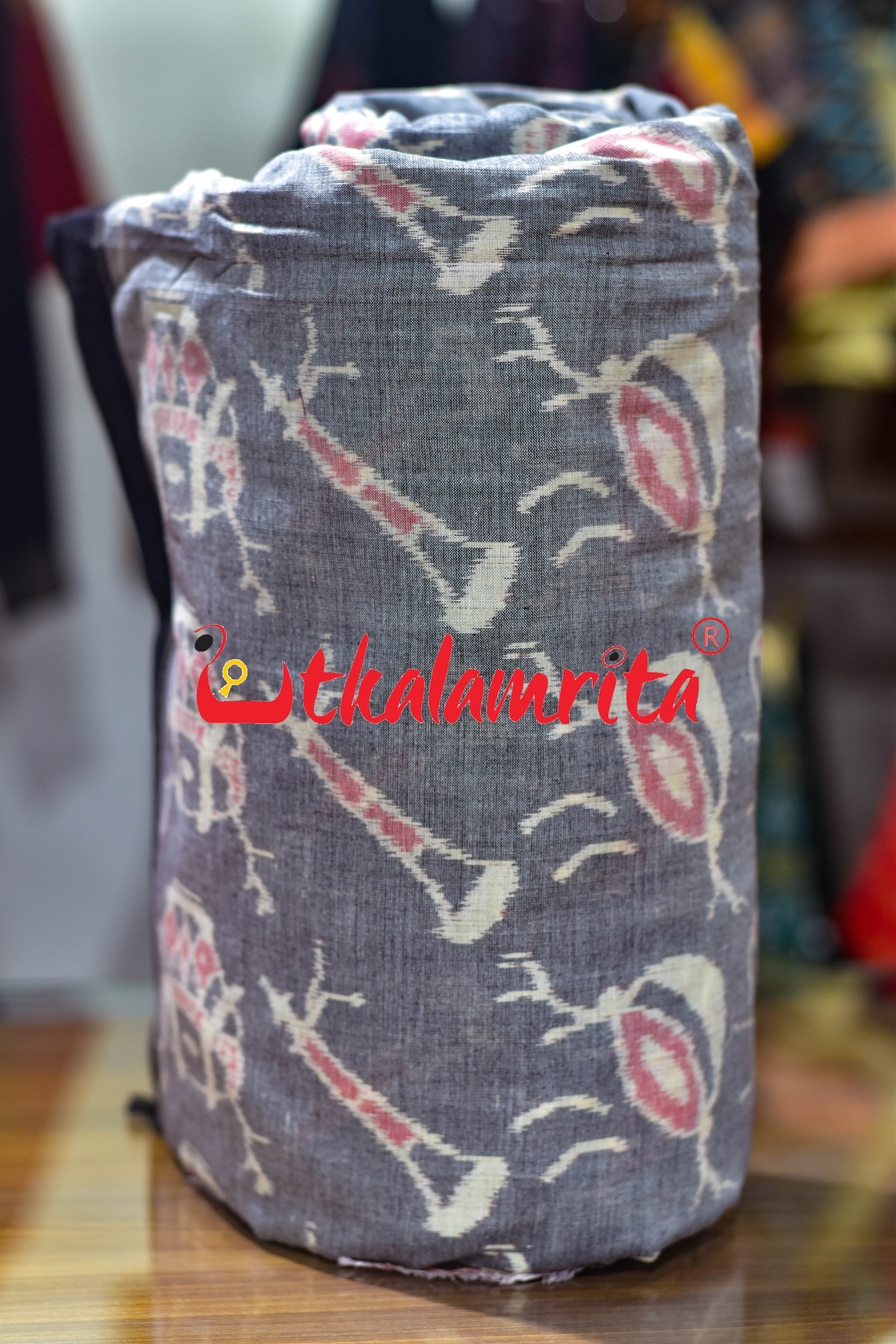 Musical Instruments Grey Black Sambalpuri Cotton (Fabric)