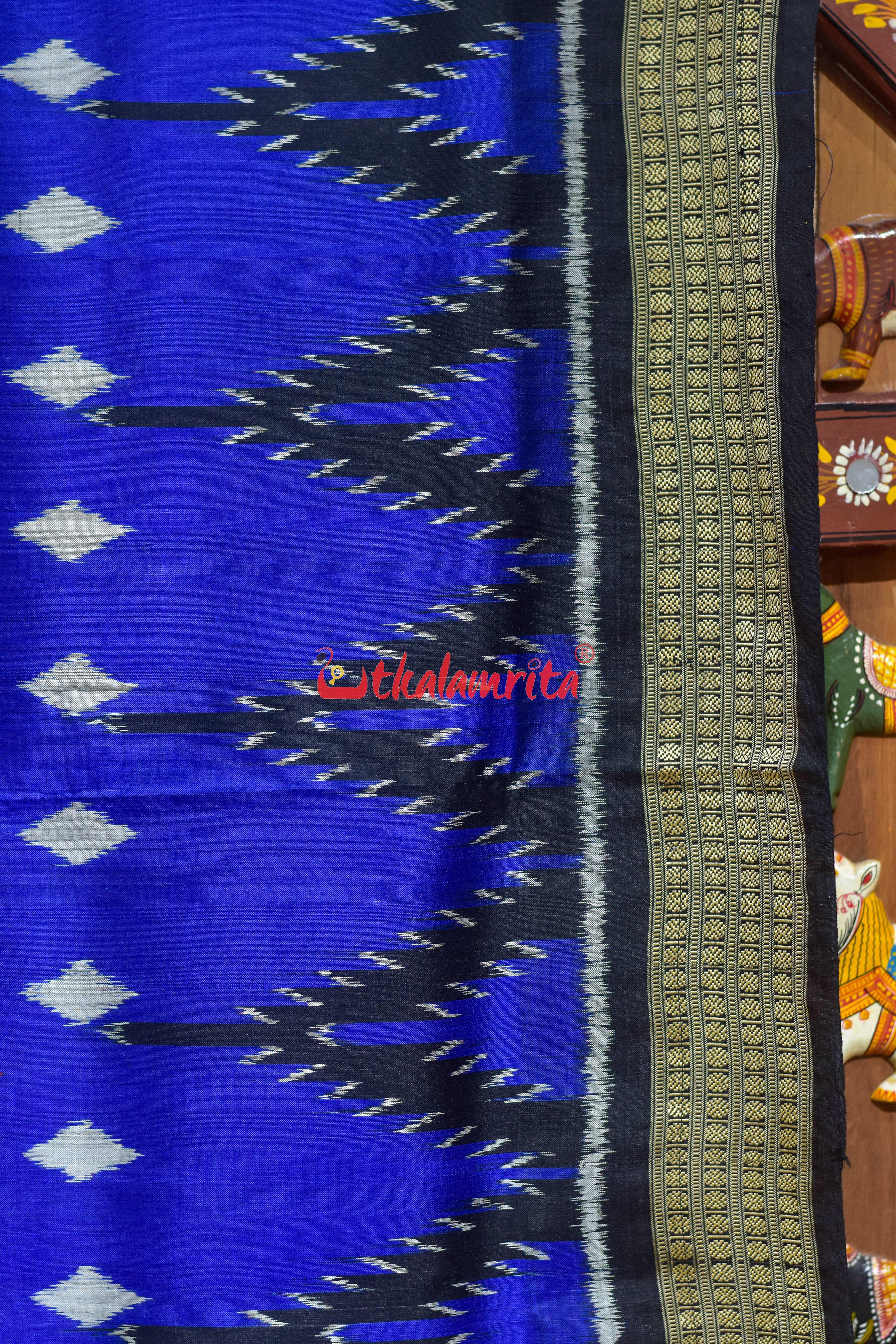 Dotty Thikiri Blue with Big Kumbha Khandua Silk Saree