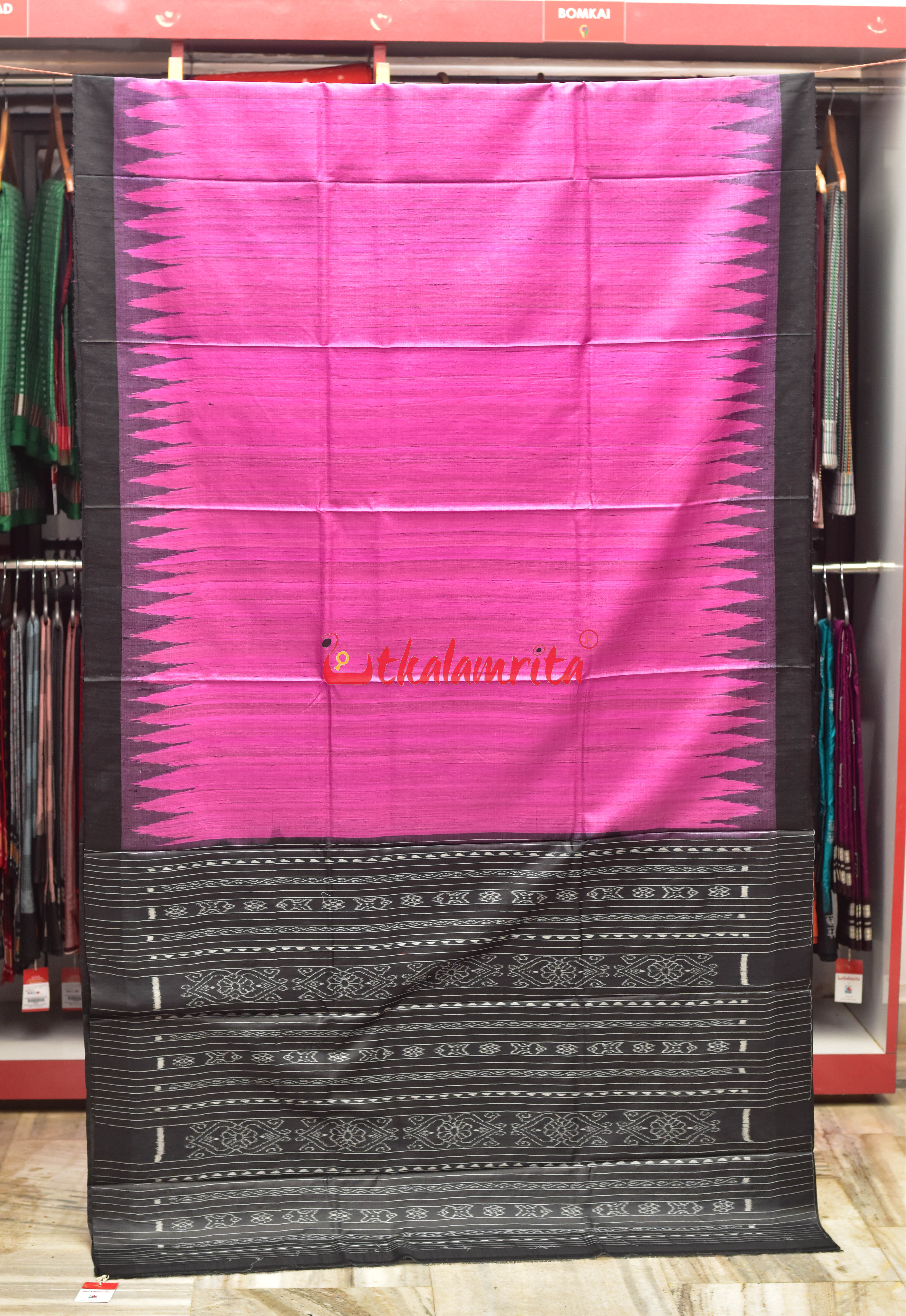 Magenta Pink Tussar Ghicha Silk Saree
