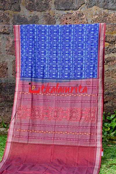 Hathi Tribal Blue Sambalpuri Cotton Saree