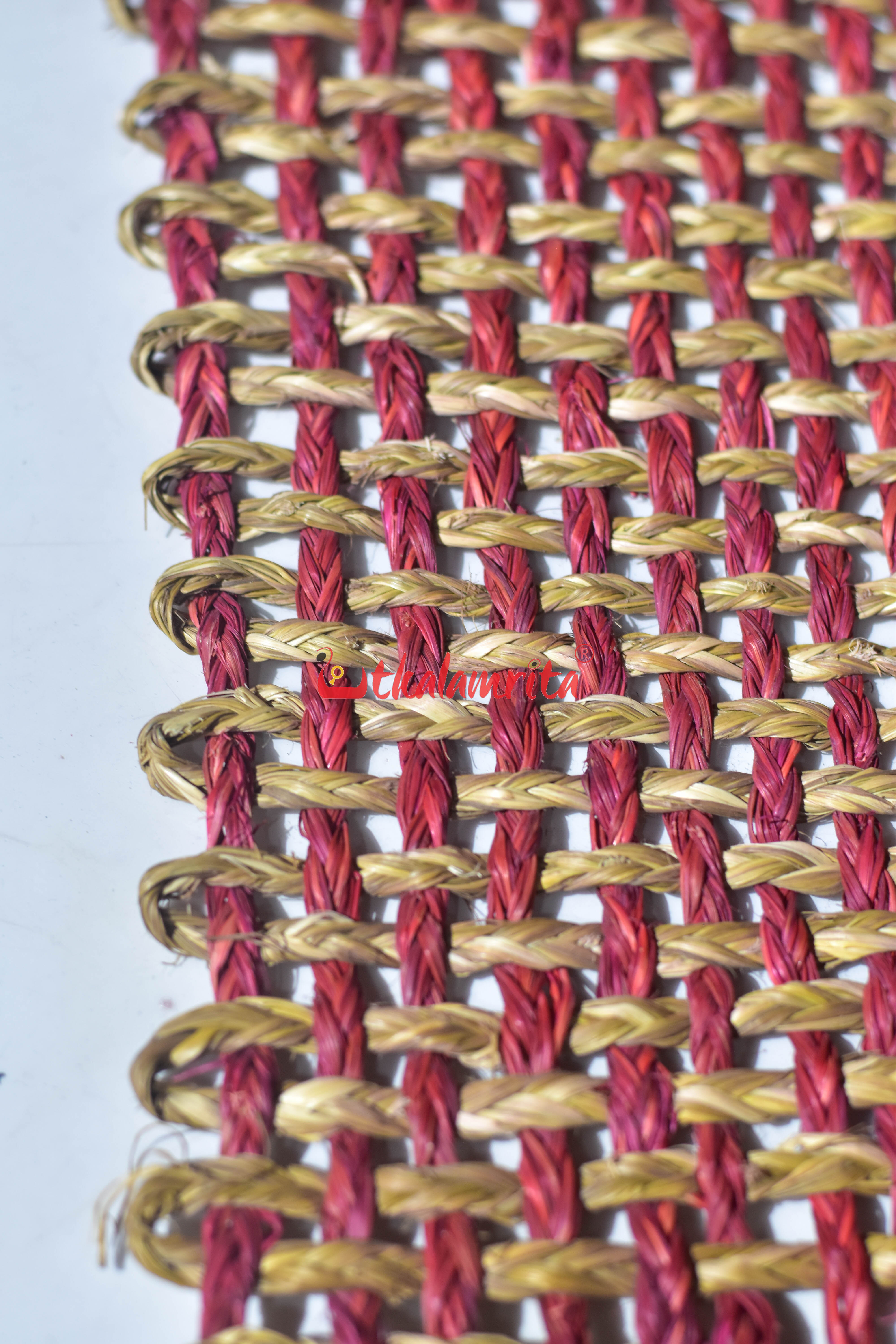 Sabai Grass Jali Mat Single Layer (Maroon & Natural)