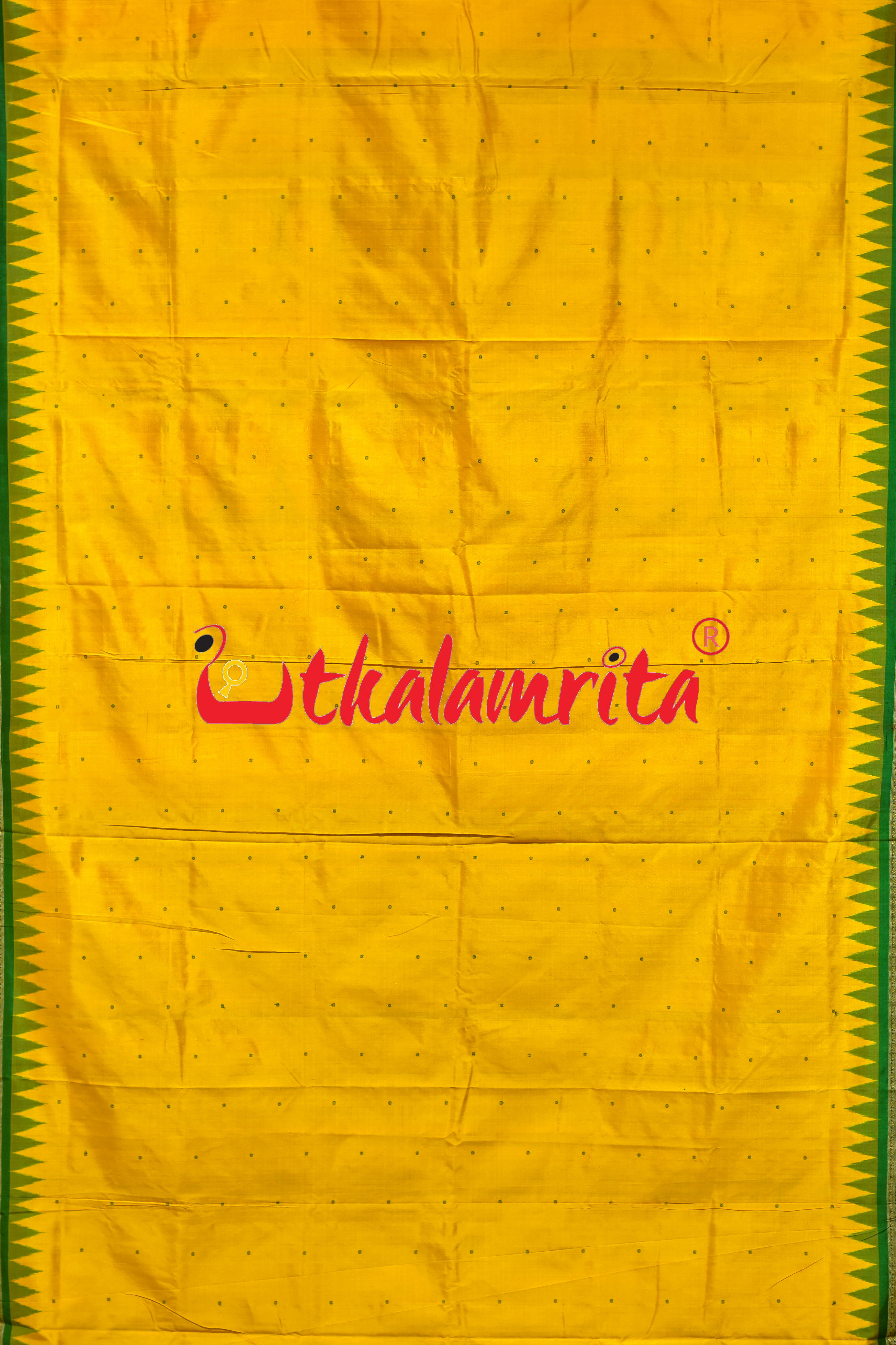 Mini Buti Frooti Golden Green Bomkai Silk Saree