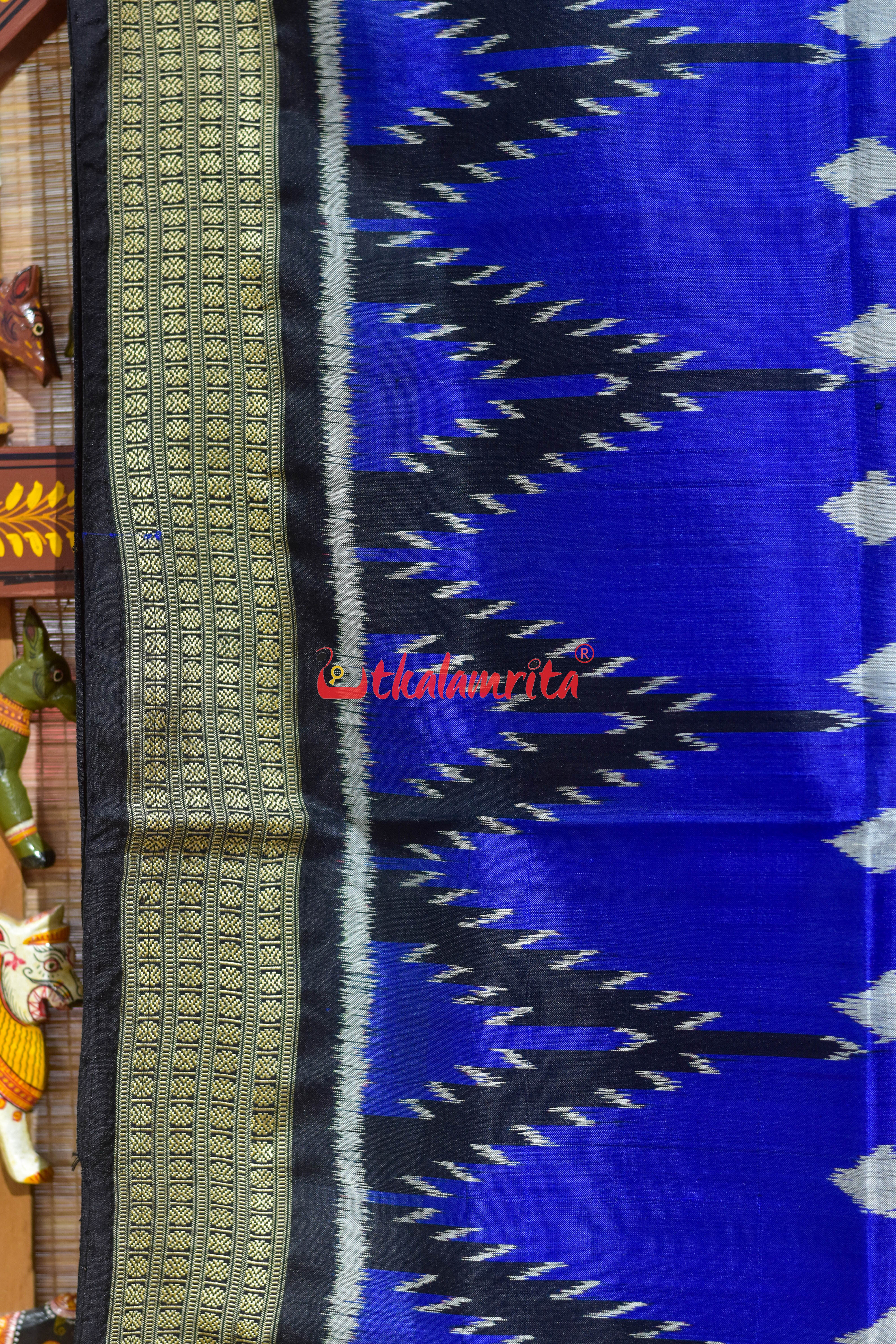 Dotty Thikiri Blue with Big Kumbha Khandua Silk Saree