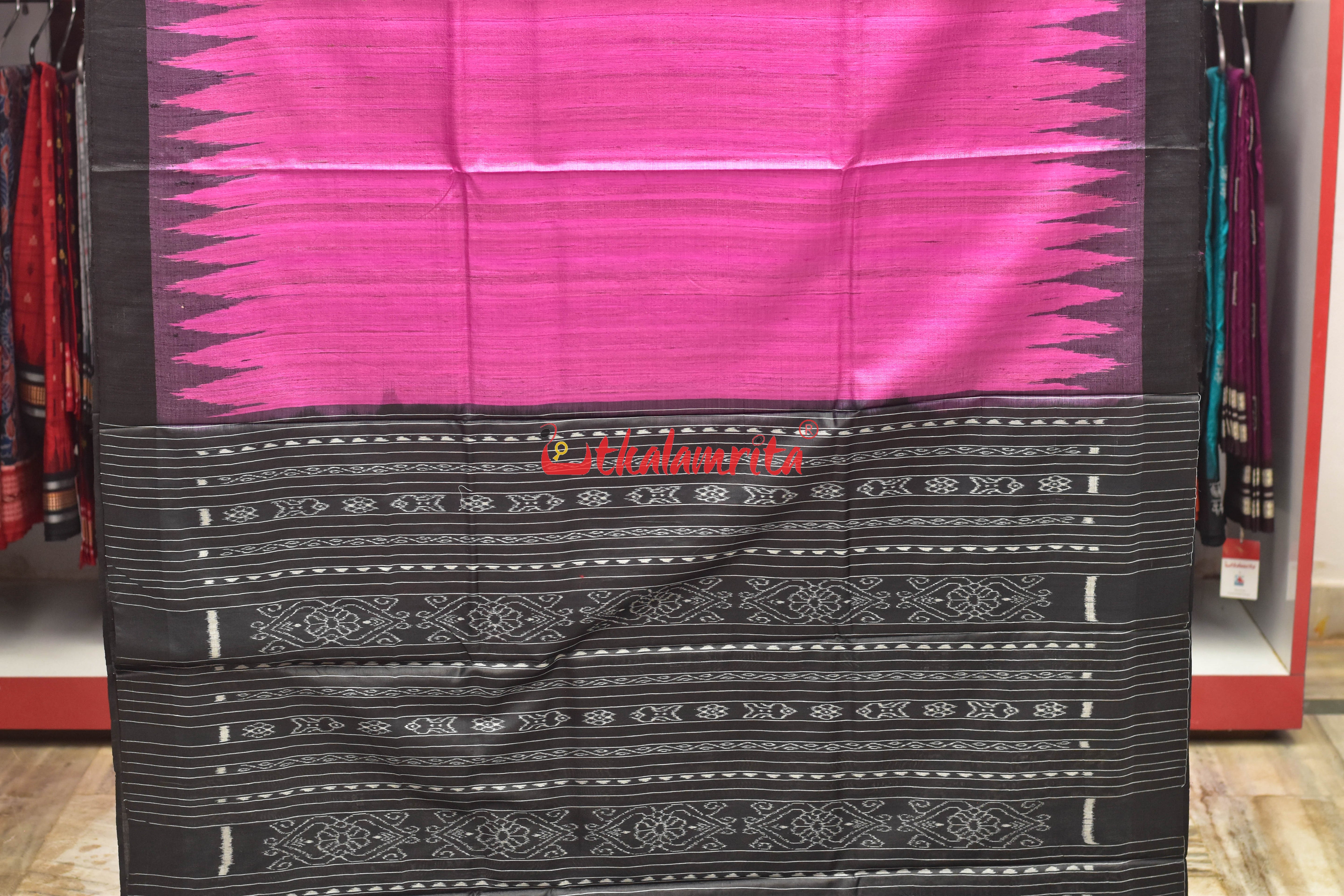 Magenta Pink Tussar Ghicha Silk Saree