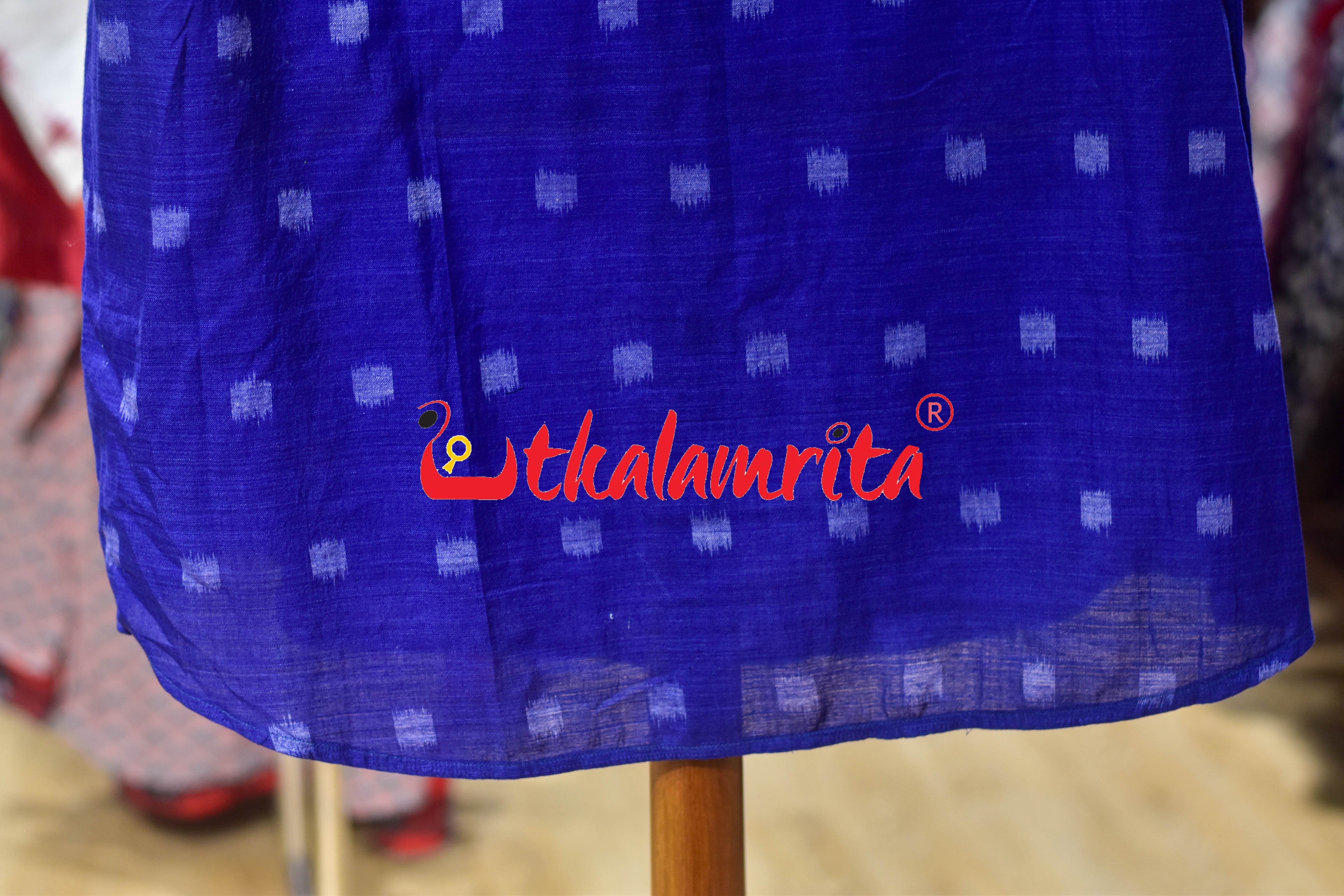 Ink Blue Dots Odia Letters (Men's Half kurta)