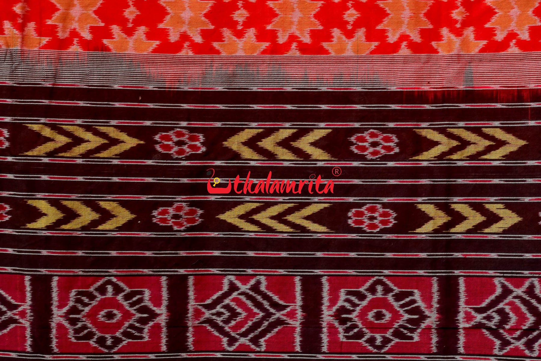 3D Border Red Phula Sambalpuri Cotton Saree