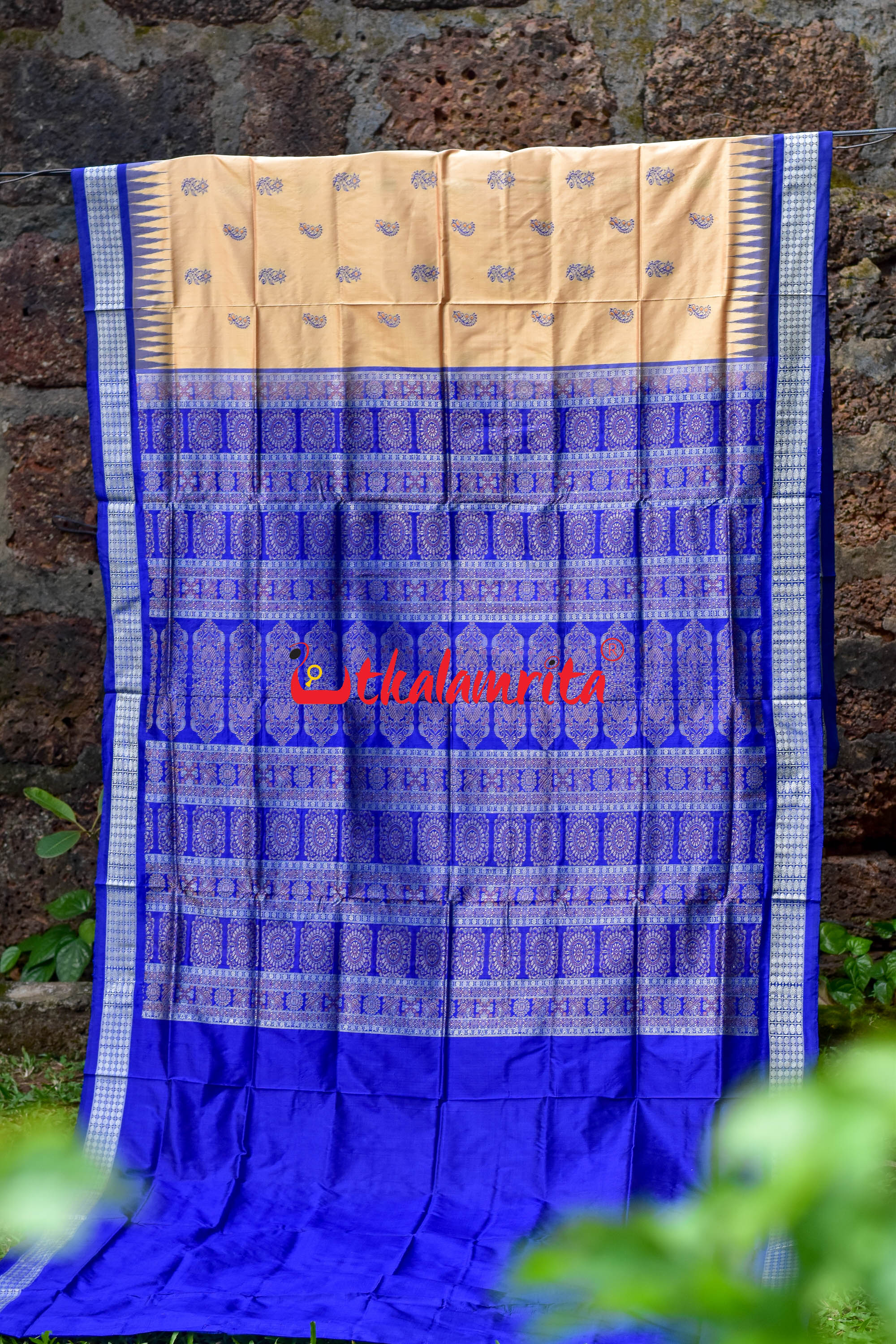 Chandan Blue Bomkai Silk Saree