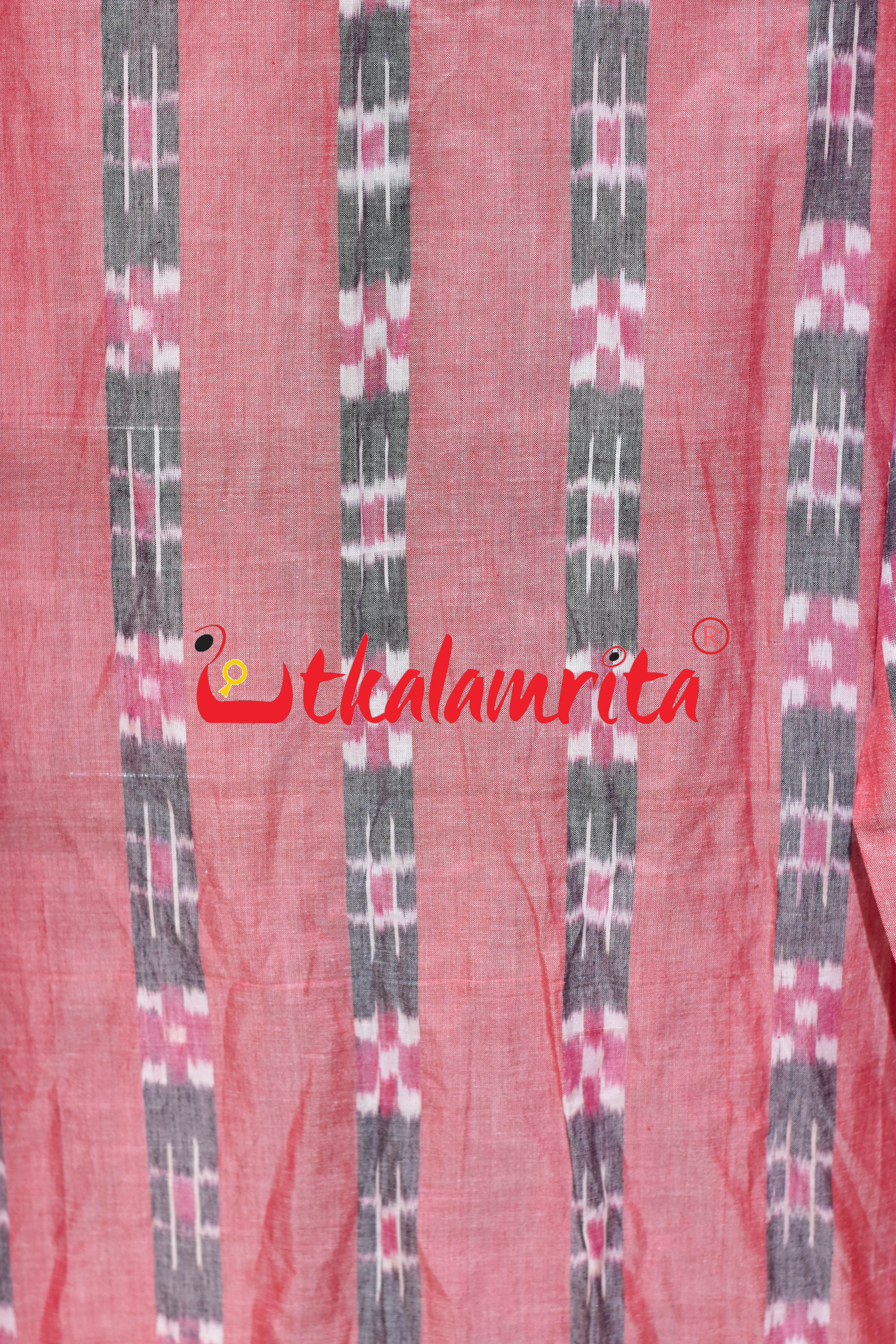 Peach Body Grey Lines Pasapali (Men's Long Kurta)