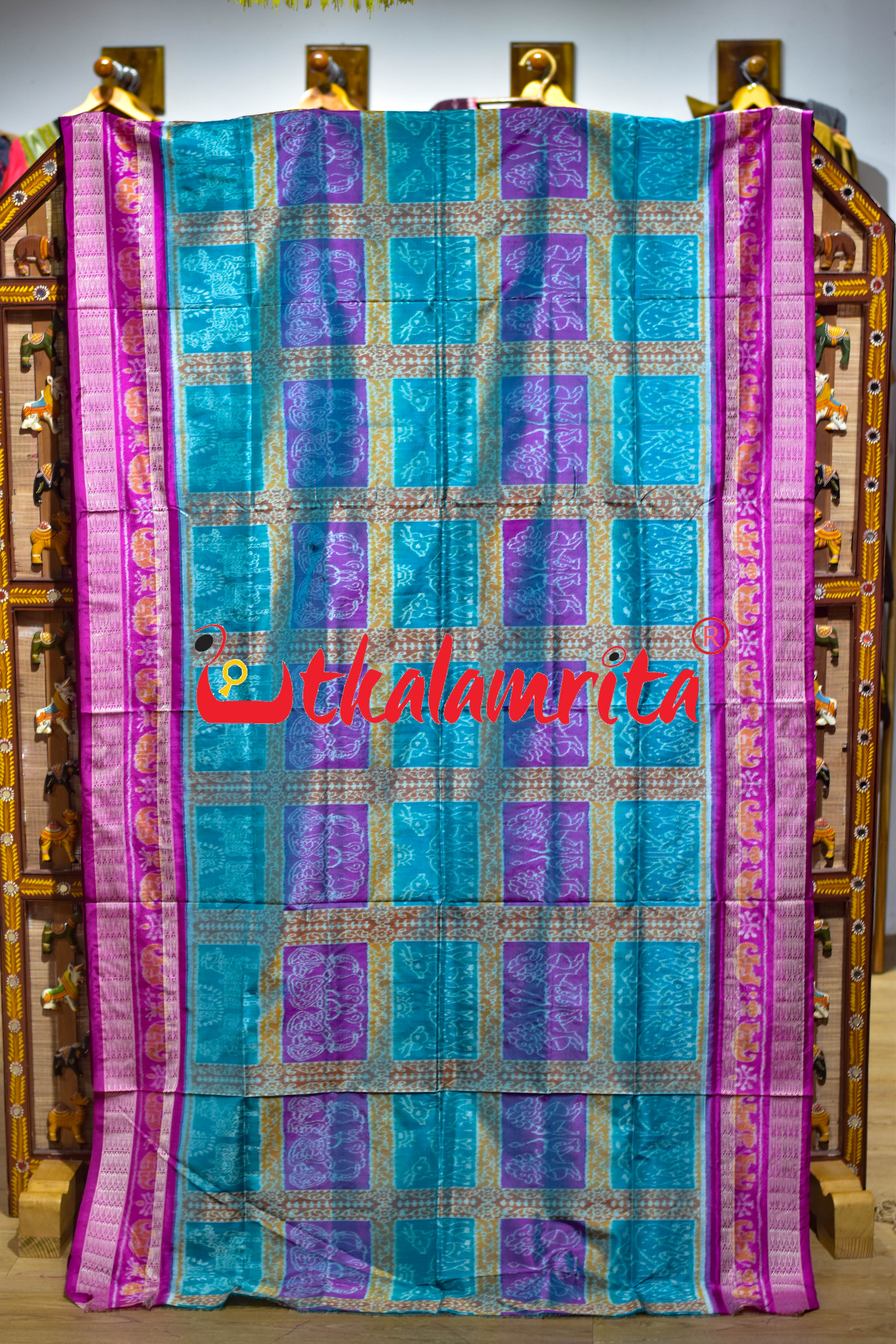 Sea Green 5 Kuthi Double Dhadi Sambalpuri Silk Saree