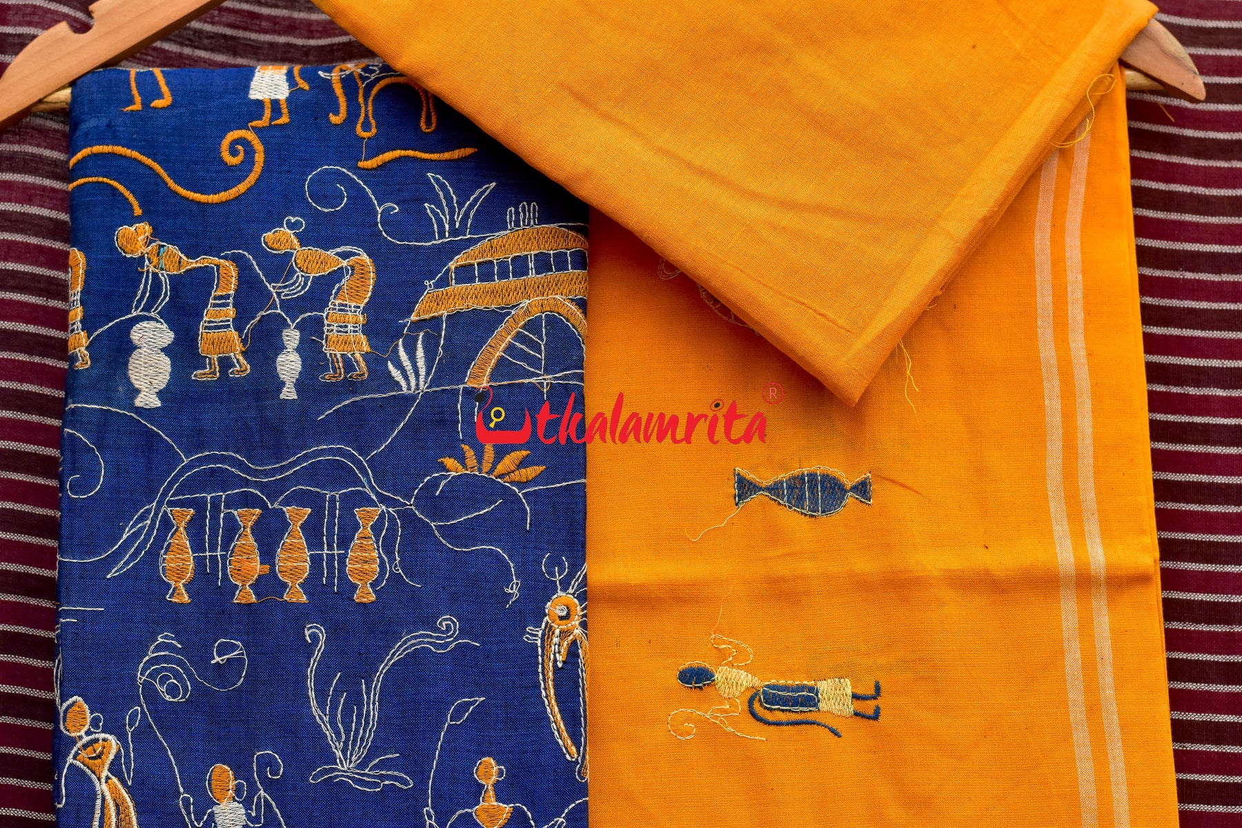 Blue Yellow Tribal Village Dress Set