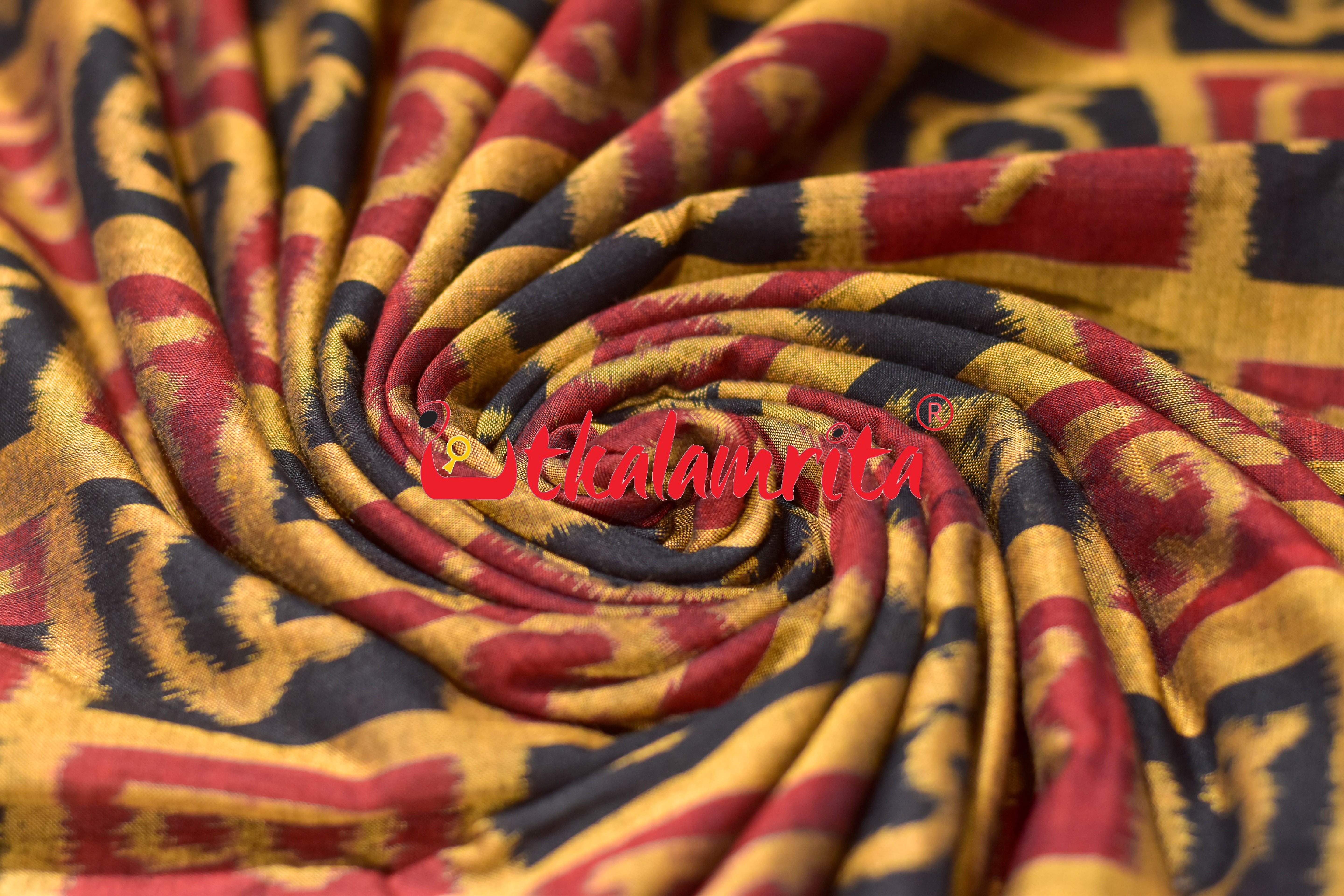 Black Golden Odia Letters Sambalpuri Cotton (Fabric)