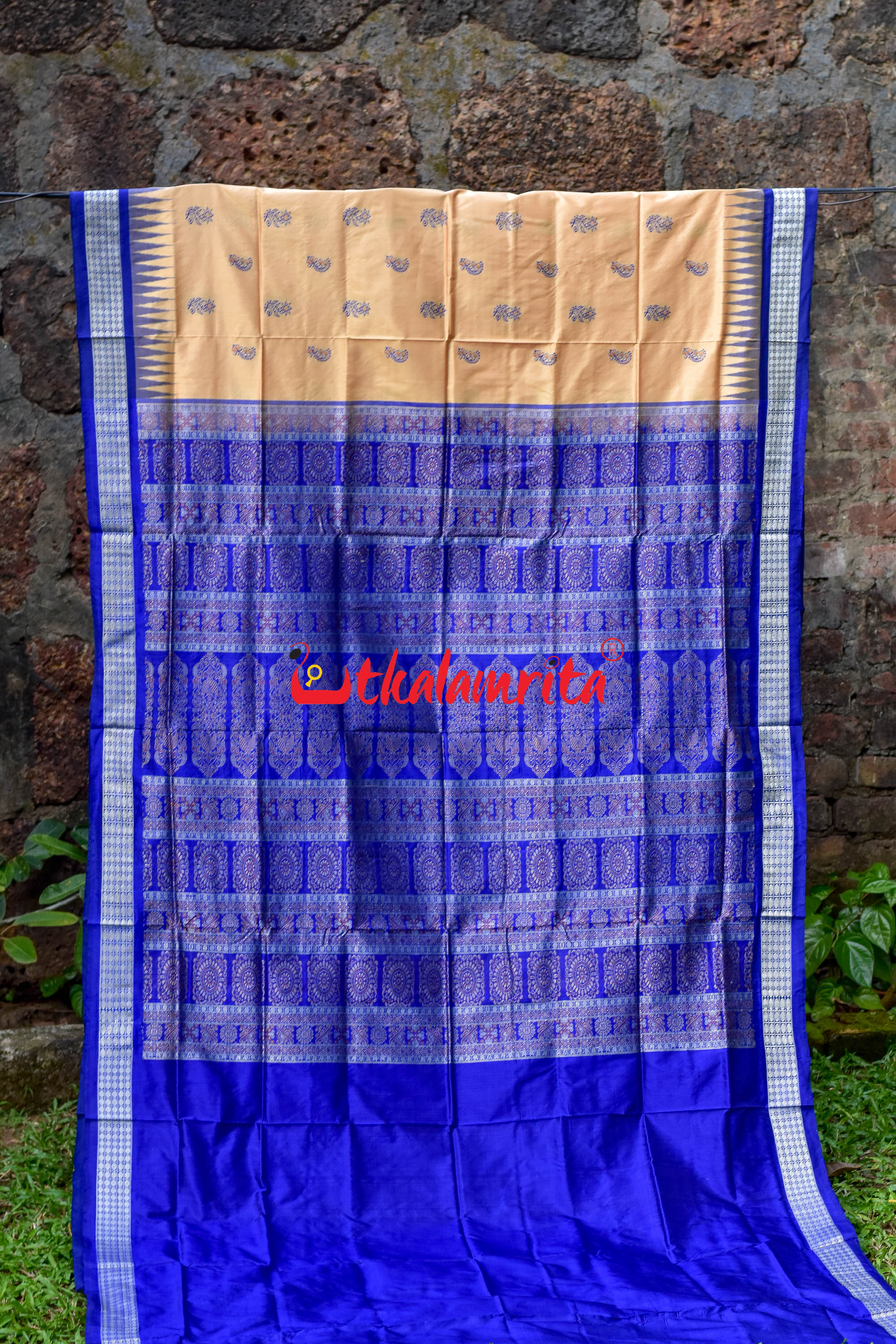 Chandan Blue Bomkai Silk Saree