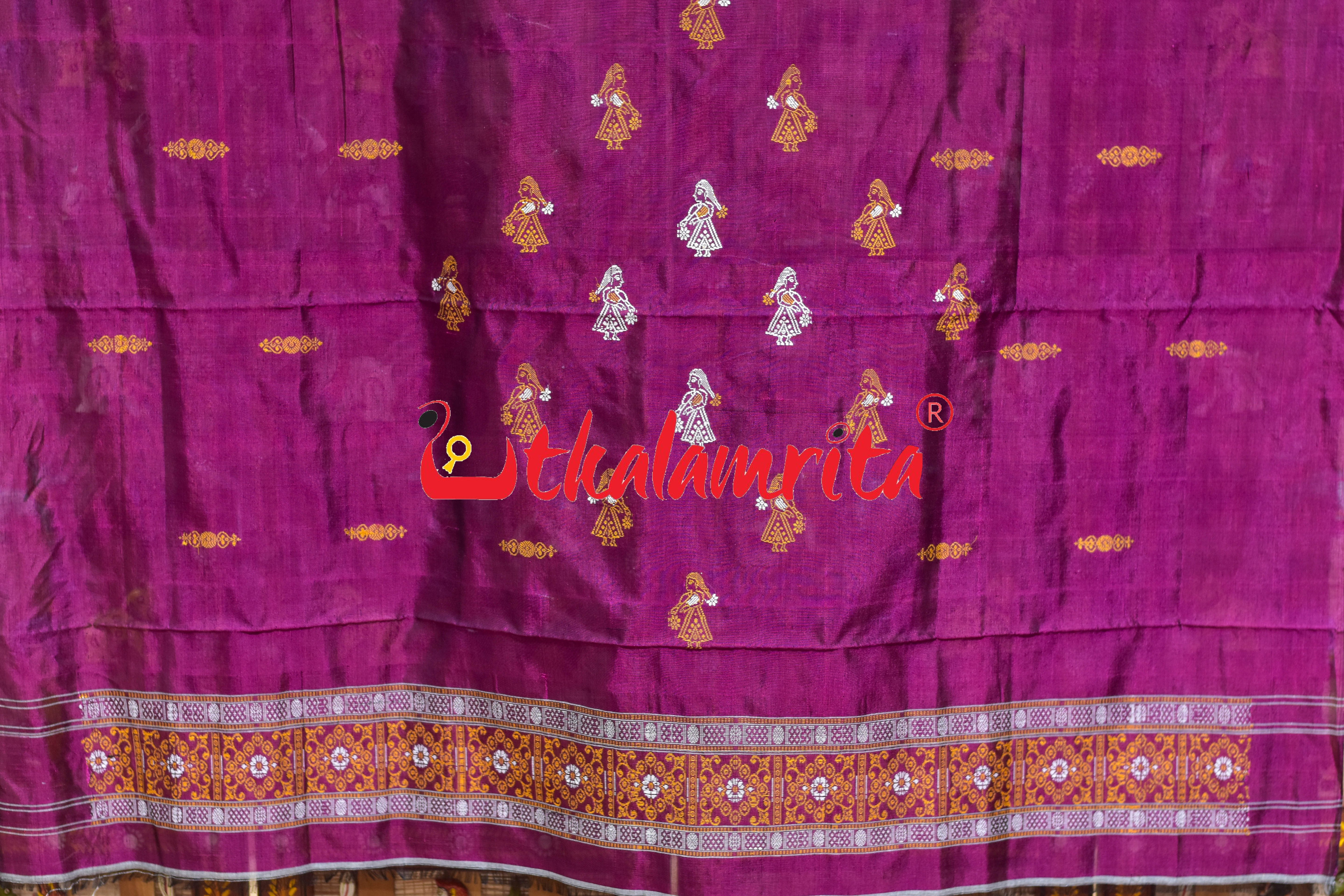 Magenta Yellow Doll Bomkai Bapta Dress Set