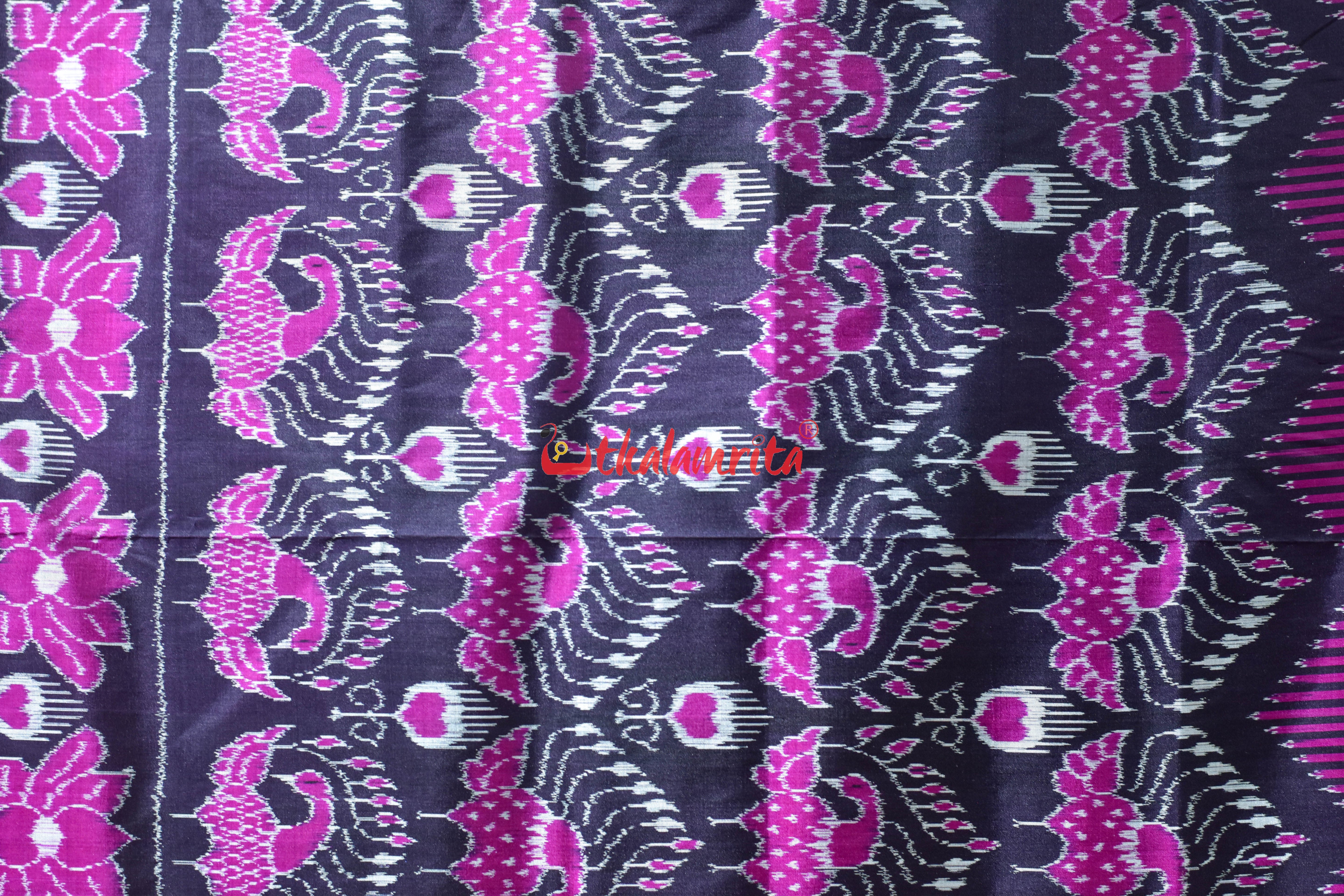Black Mayura Body Border Pasapali Khandua Silk saree