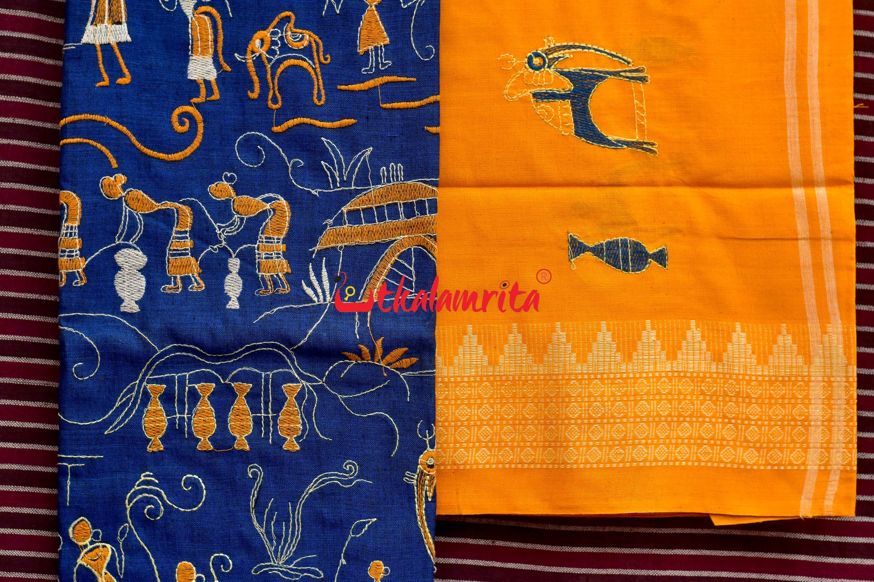 Blue Yellow Tribal Village Dress Set