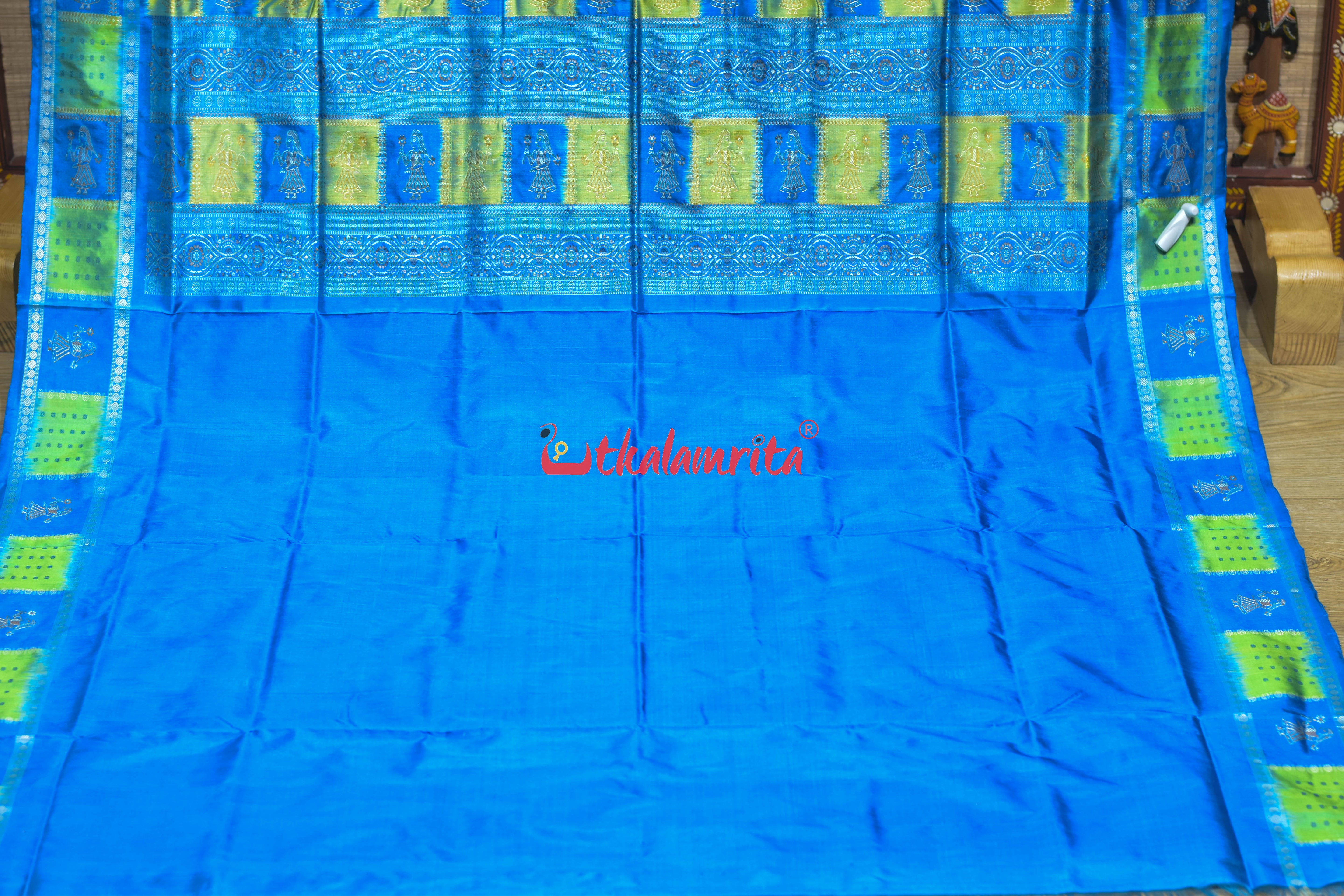 Lemon Yellow Doll Border Bomkai Silk Saree