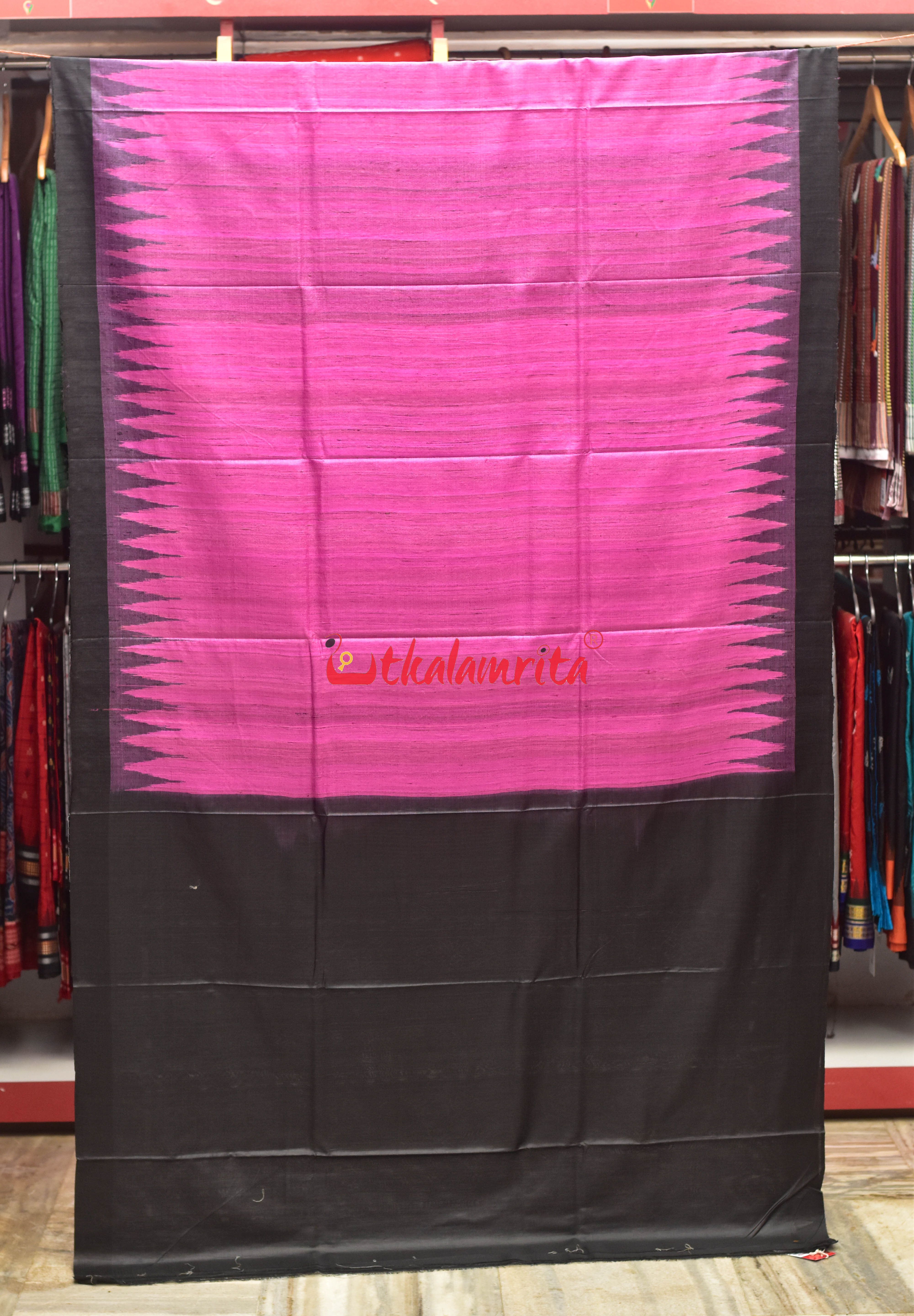 Magenta Pink Tussar Ghicha Silk Saree