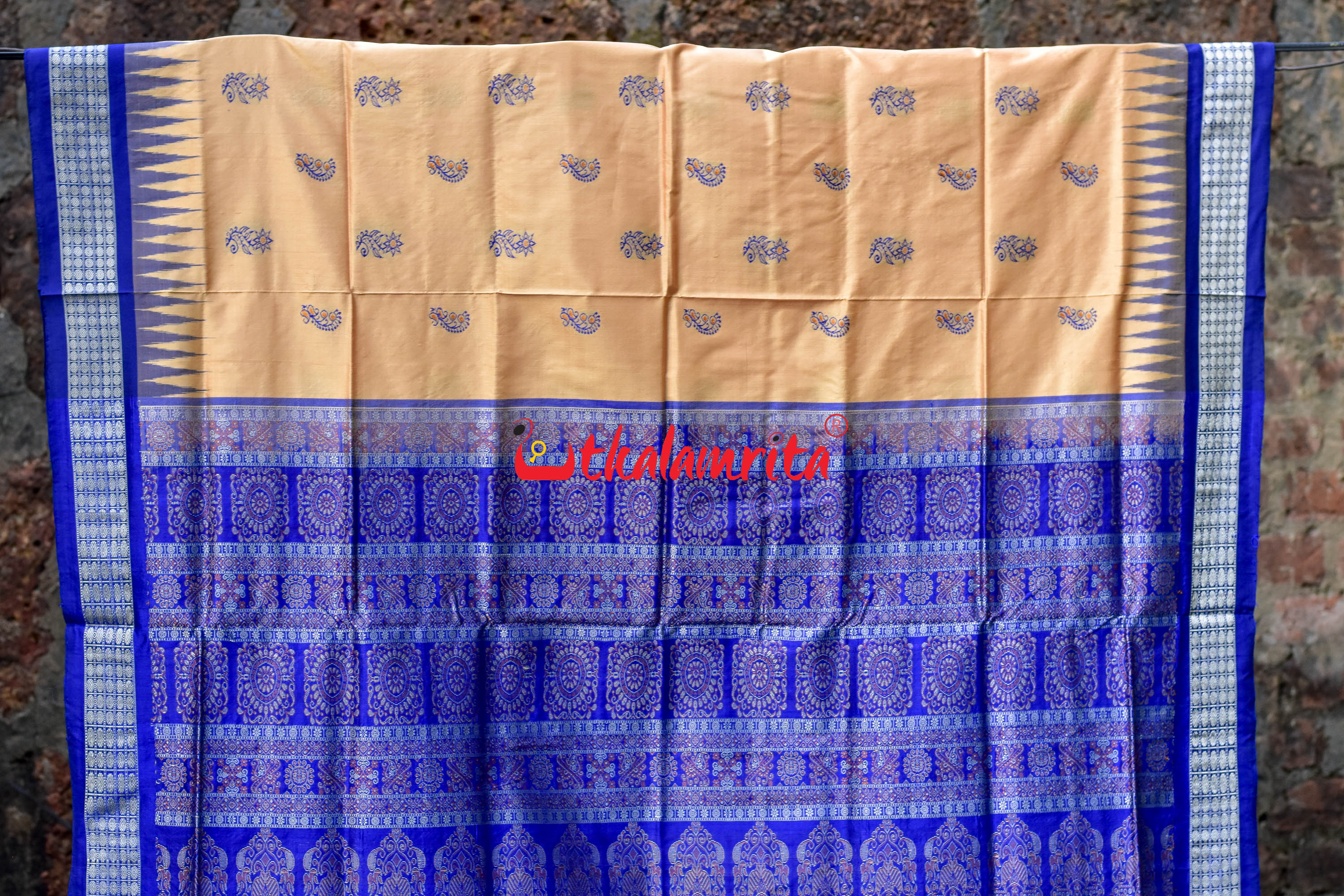 Chandan Blue Bomkai Silk Saree