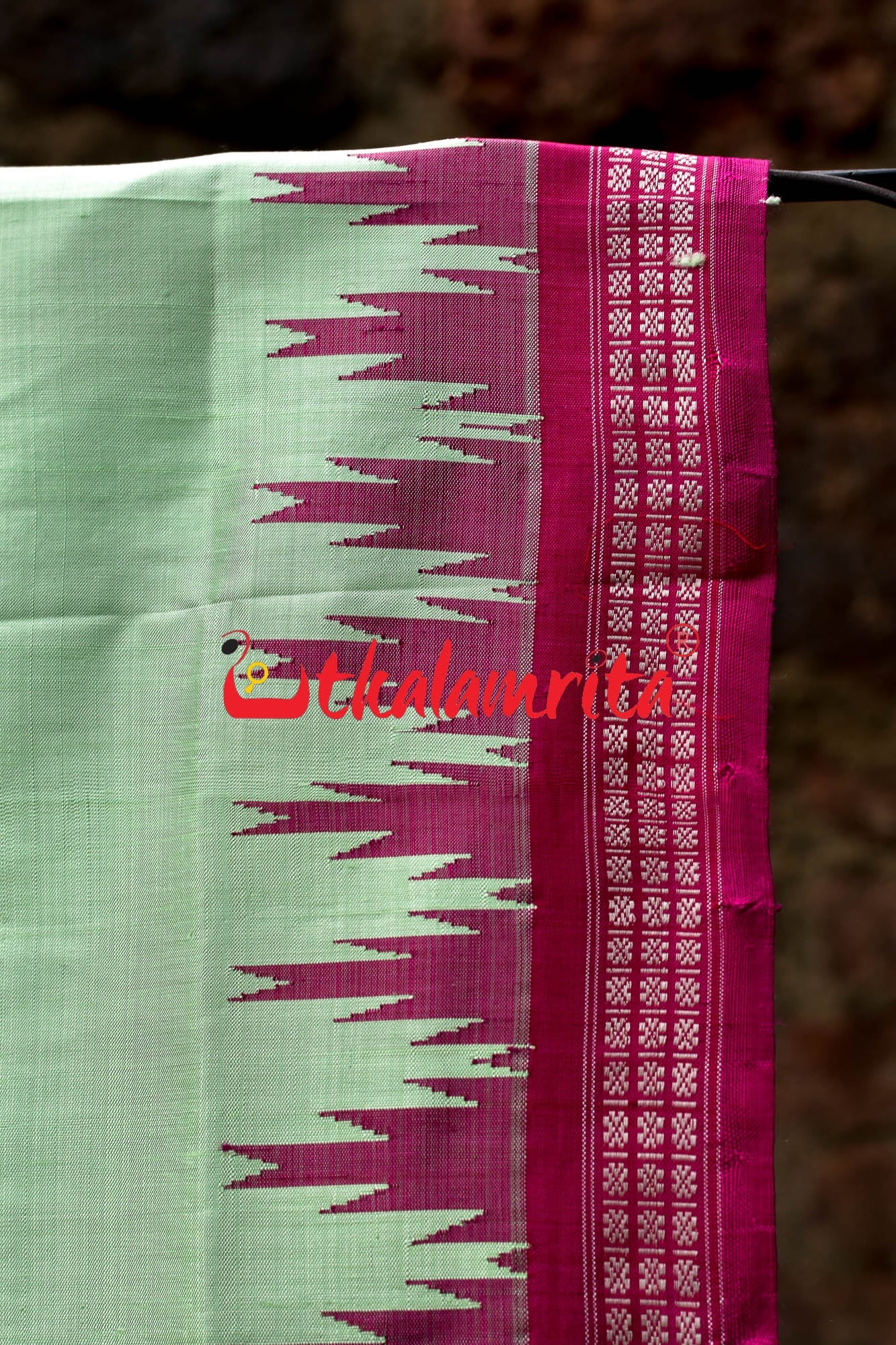 Sea Green Pink Double Anchal Berhampuri Silk