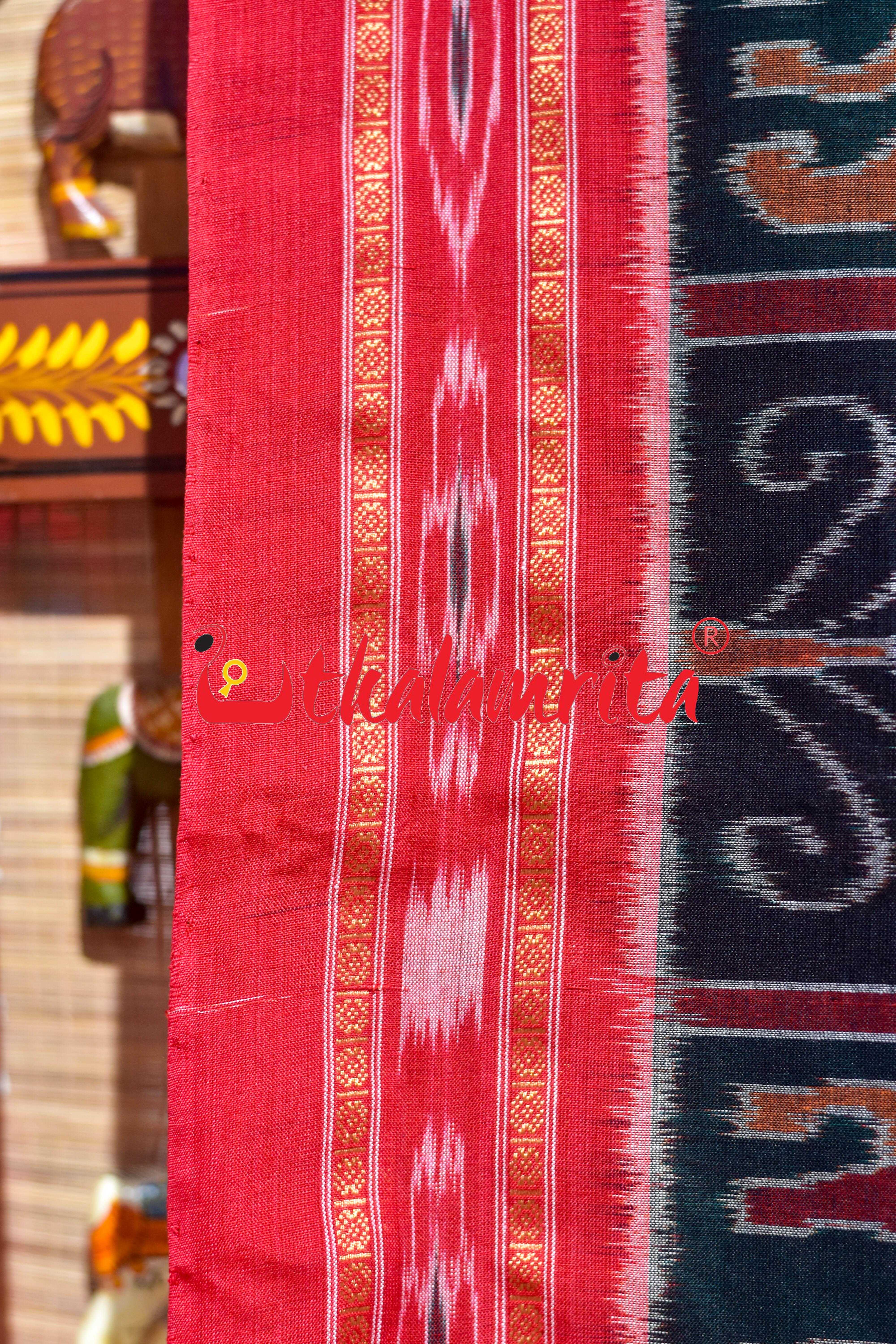 Green Black Red Border Nabakothi Cotton Saree