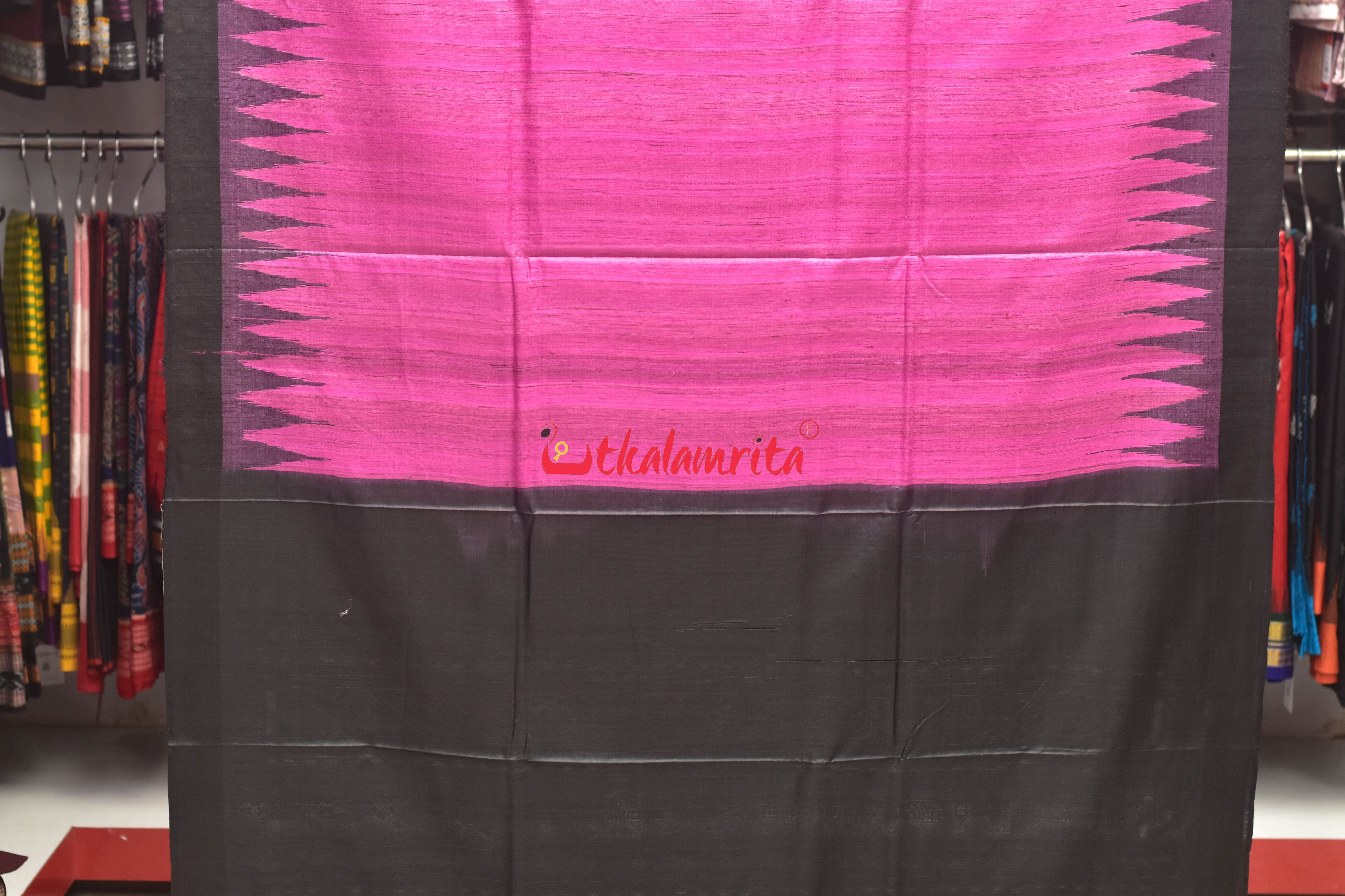 Magenta Pink Tussar Ghicha Silk Saree
