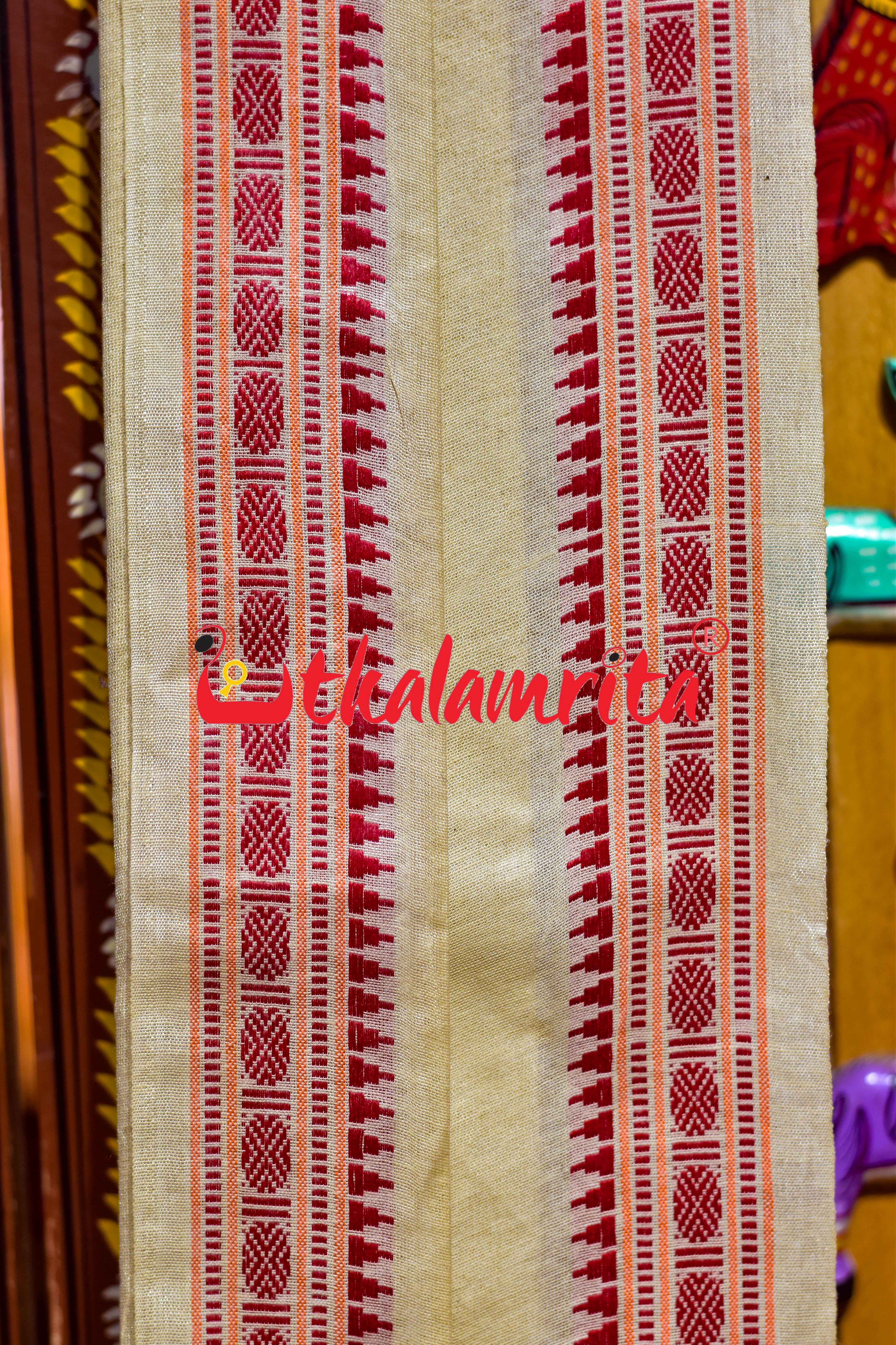 Cream with Red Border (Uttaria)