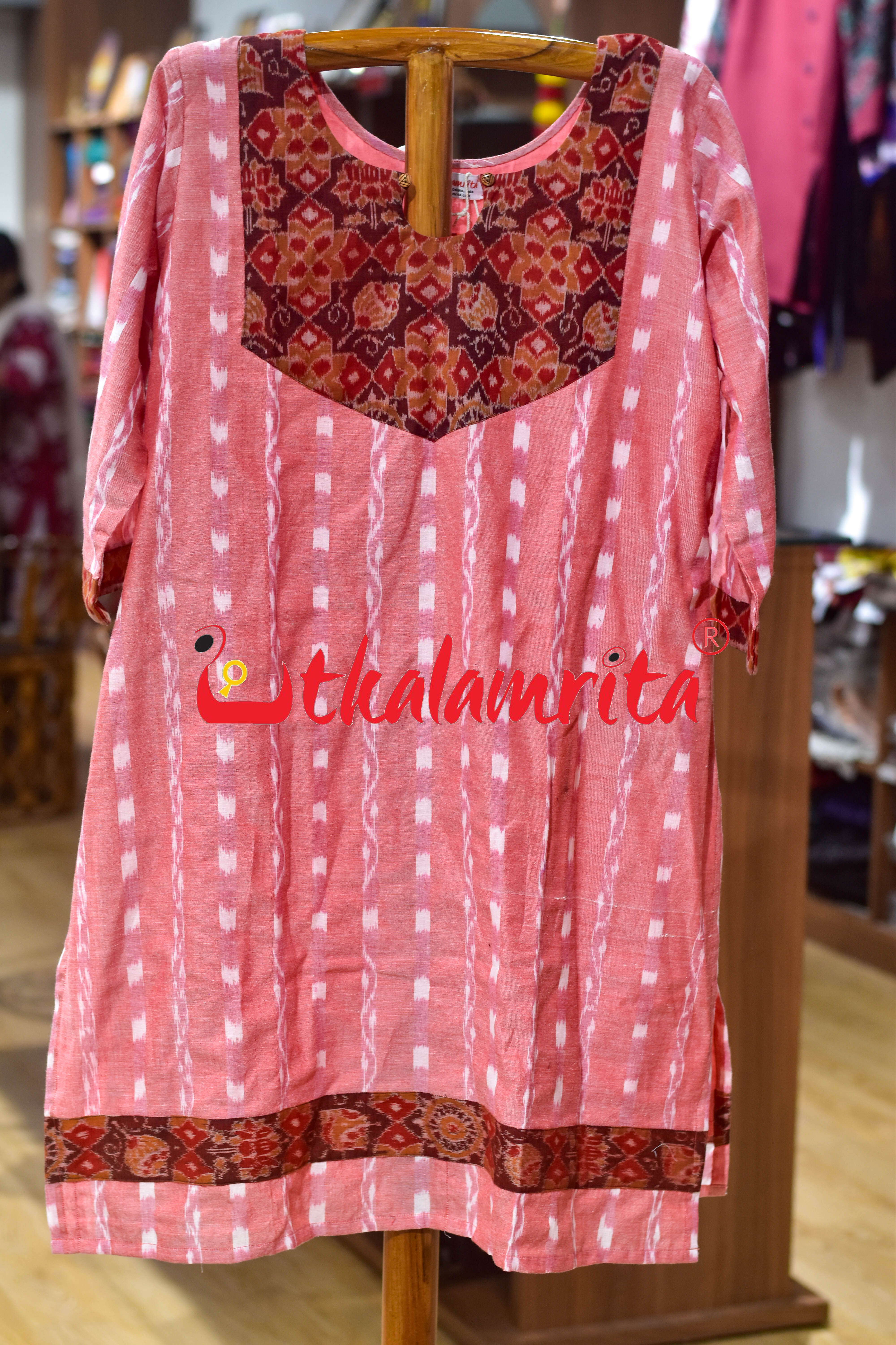 Peach Tipa Mala Padma Sankha (Ladies' Kurti)