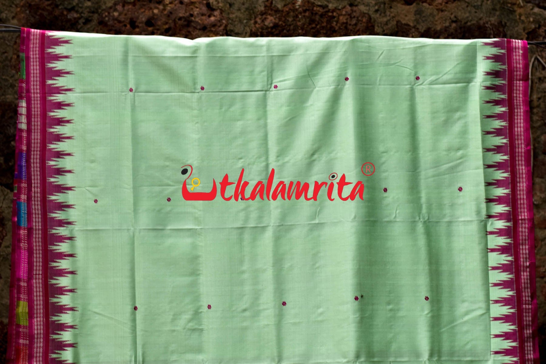 Sea Green Pink Double Anchal Berhampuri Silk