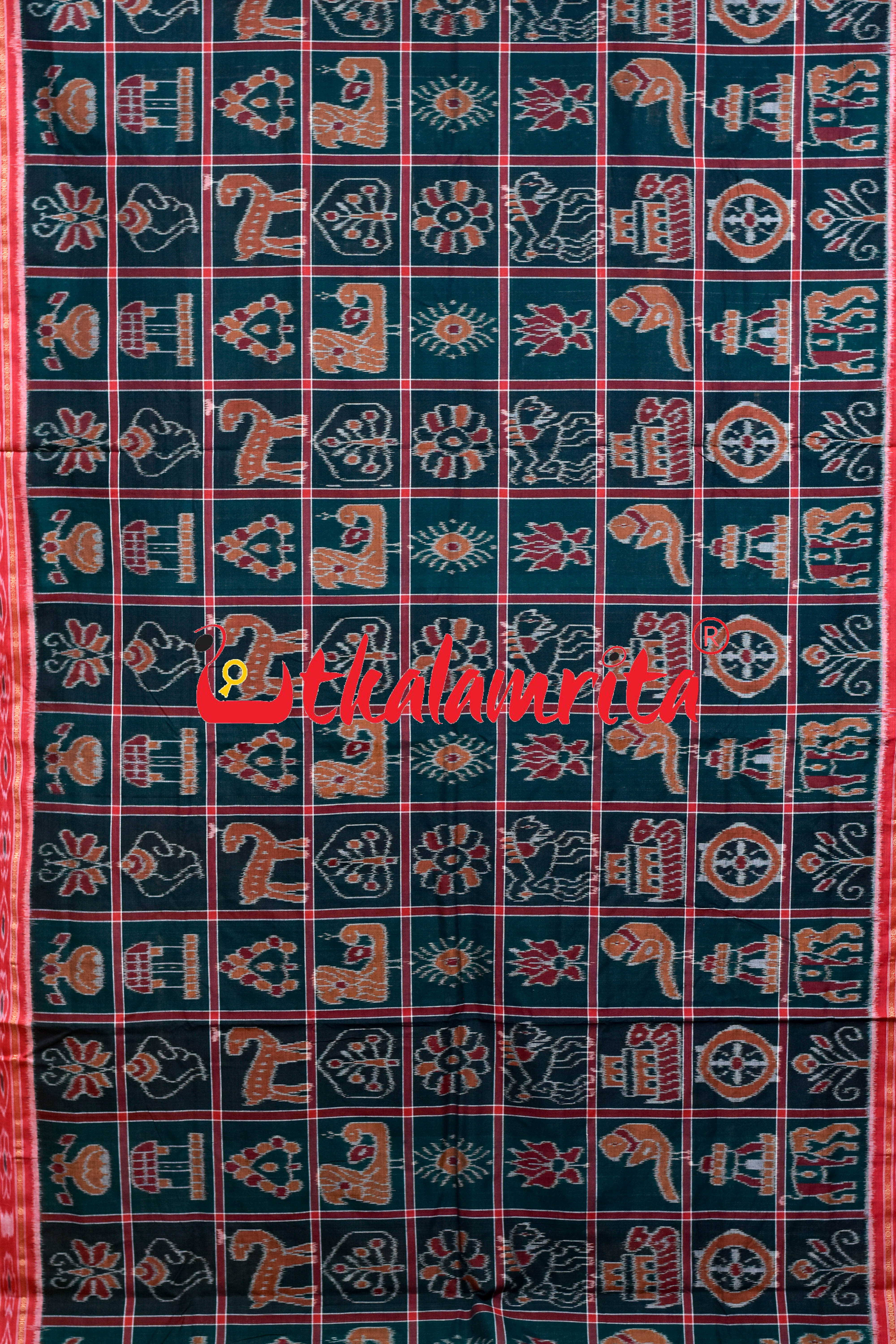 Green Black Red Border Nabakothi Cotton Saree